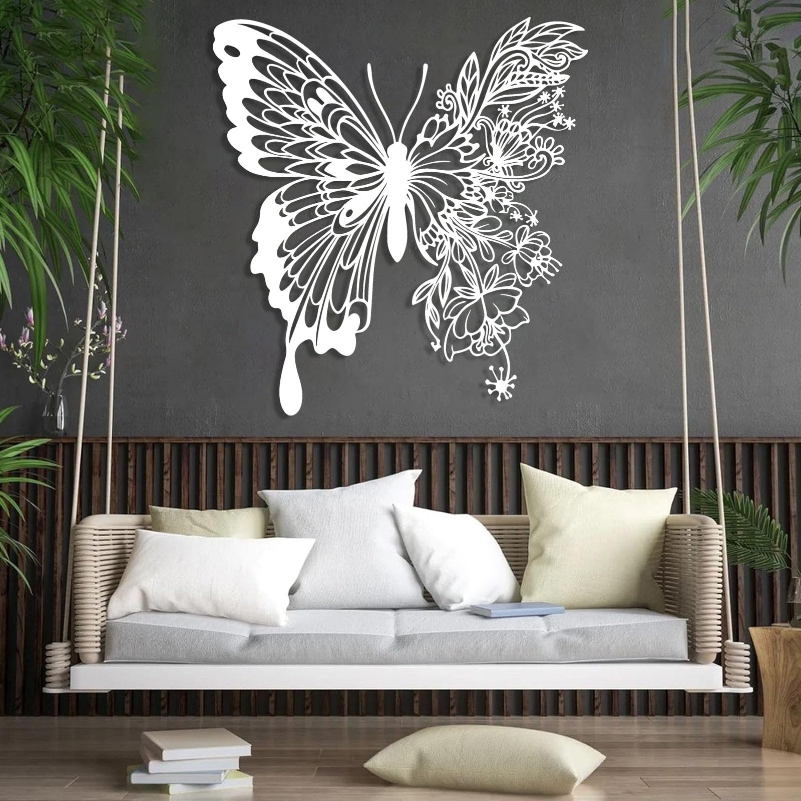 Metalowa sztuka ścienna fouholk kwiat motyl sztuka kwiat motyl wiszący na zewnątrz ganek dekoracja motyl dekoracja domu metalowa dekoracja ogrodowa