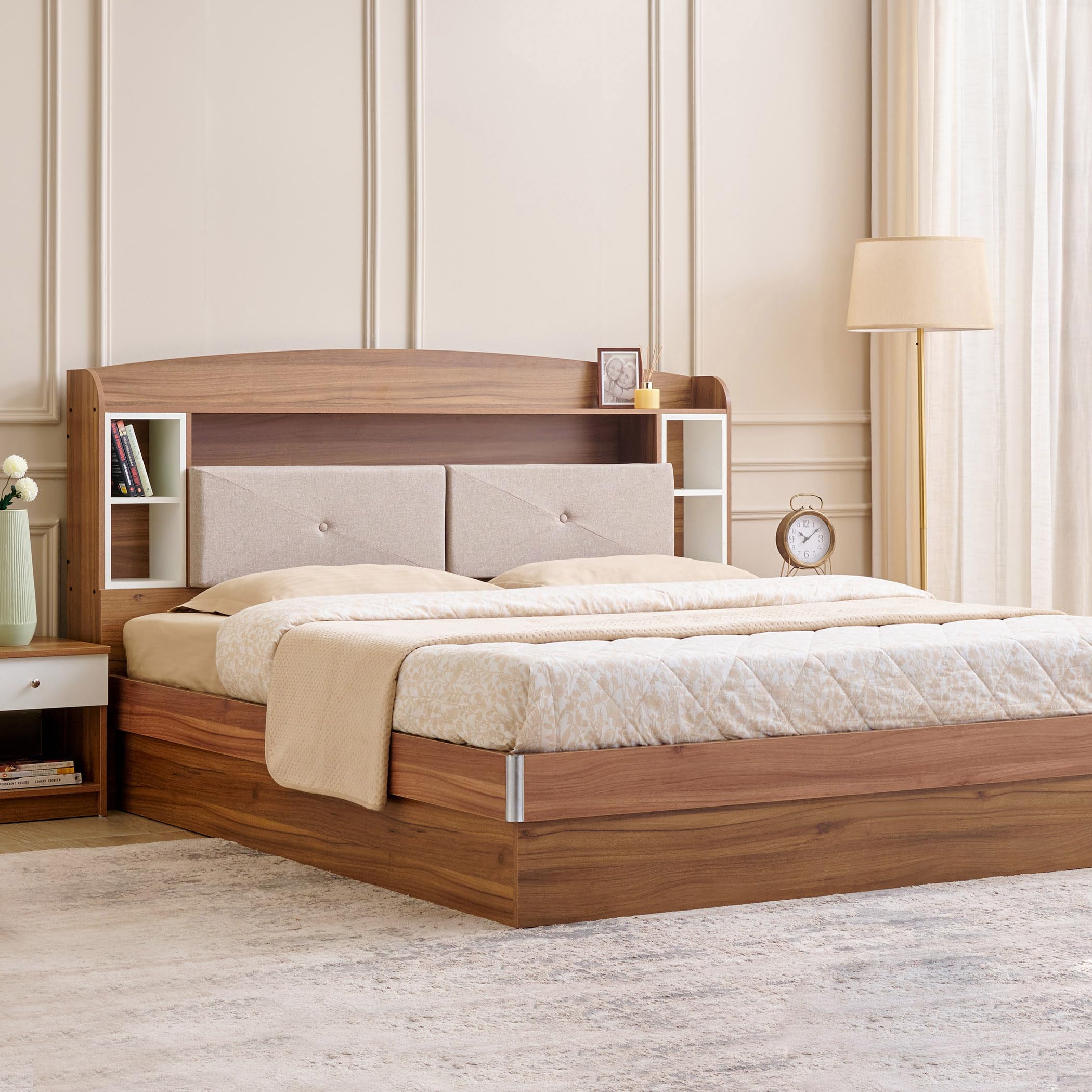 Home Centre Helios Nolan Robin King Bed with Hydraulic Storage - Teak-image-28