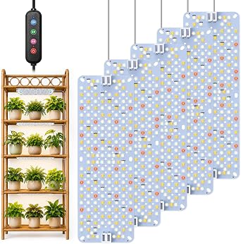 SDOVUERC Full Spectrum 960 LED Glow Light, 60W Plant Glow Light, Daisy Chain Function, Sun-like Spectrum, 4/8/12/16/20H Timer Seed Start Pack 5