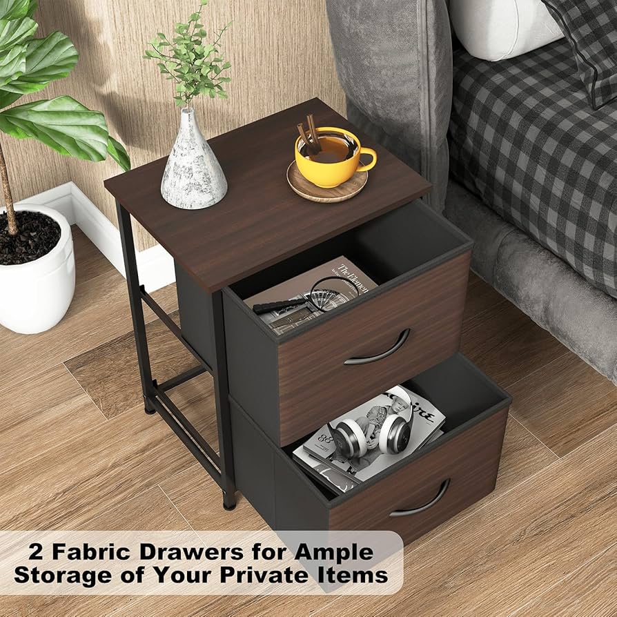 Amazon.com: Luban Nese Nightstand with 2 Fabric Drawers