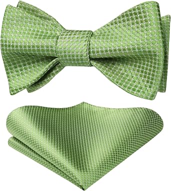 HISDERN Bow Ties for Men Polka Dot Selftie Bowtie and Pocket Square Classic Business Tuxedo Wedding Bowties Handkerchief
