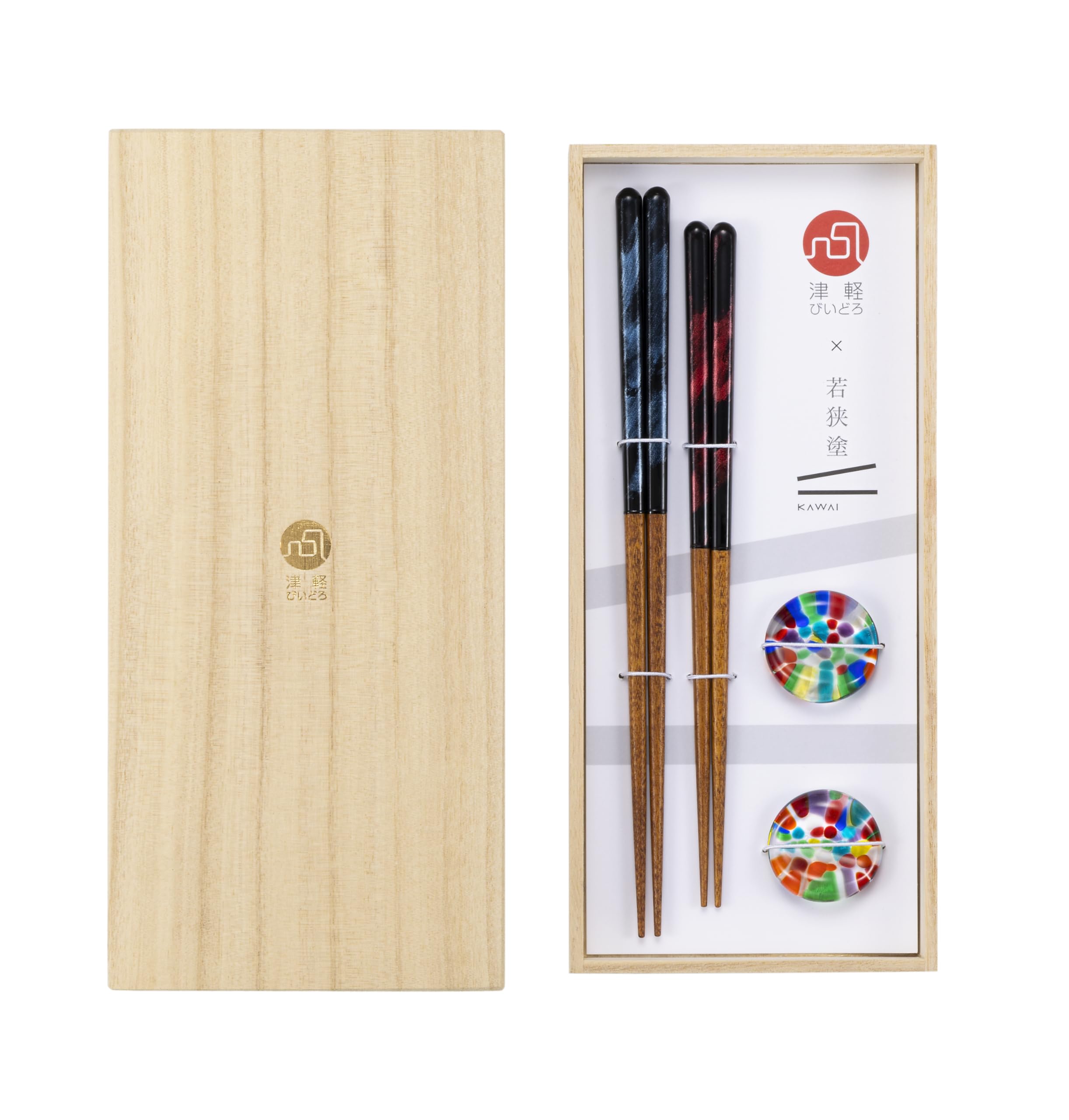 Aderia FS75569 Tsugaru Vidro Young Narrow Painted Chopsticks Nebuta Chopsticks Rest Chopsticks Pair Set with Cosmetic Box Made in Japan FS75569 Pair Gift Set Present Wedding Housewarming Birthday