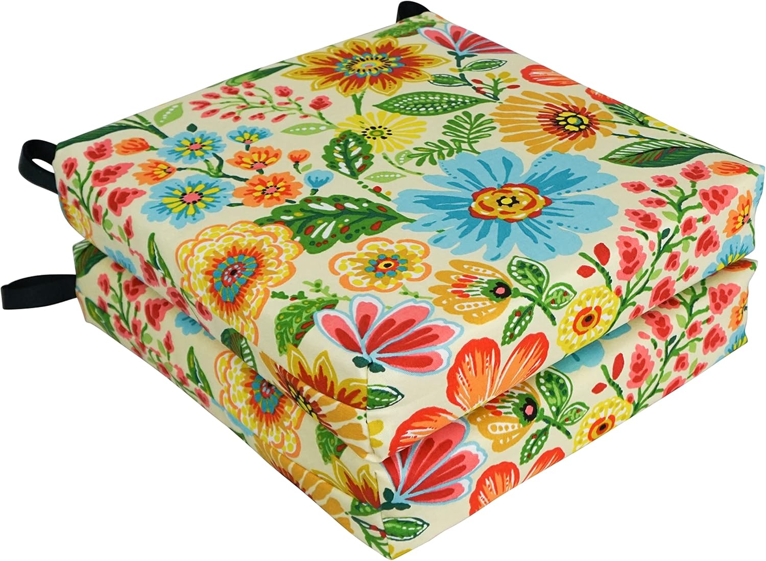 Blazing Needles Indoor/Outdoor Chair Cushion, 16 x 16, Gregoire Chamomile 2 Count