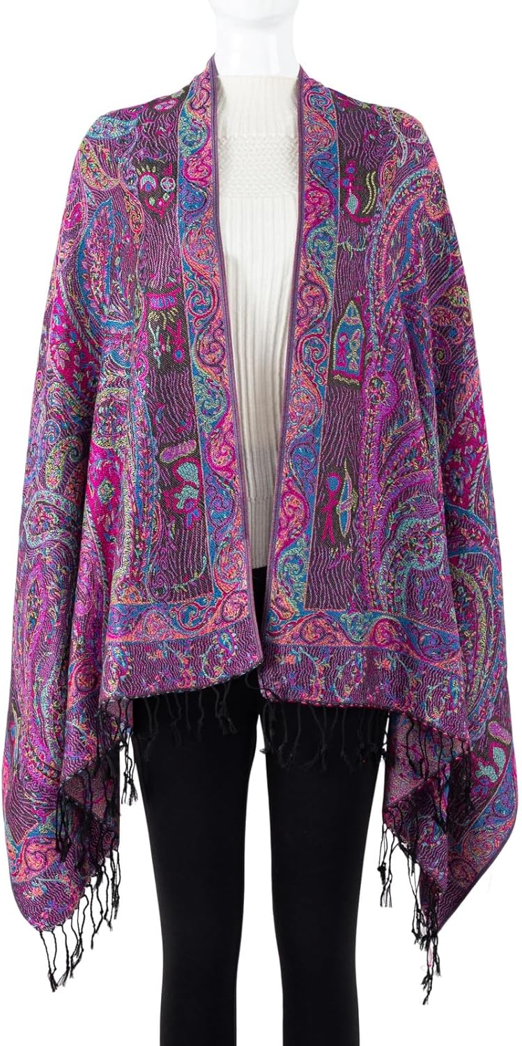 Pashmina Feel Shawls Wraps Rave Scarf for Women Soft Silky Reversible Men Scarves Hijab - Image 2