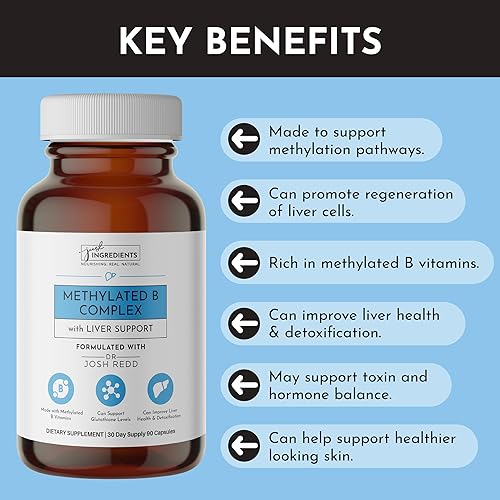 Miniatura 4 de Complejo B metilado con soporte hepático  90 cápsulas  Apoya la energía, la desintoxicación, la producción de glutatión y la piel sana  con
