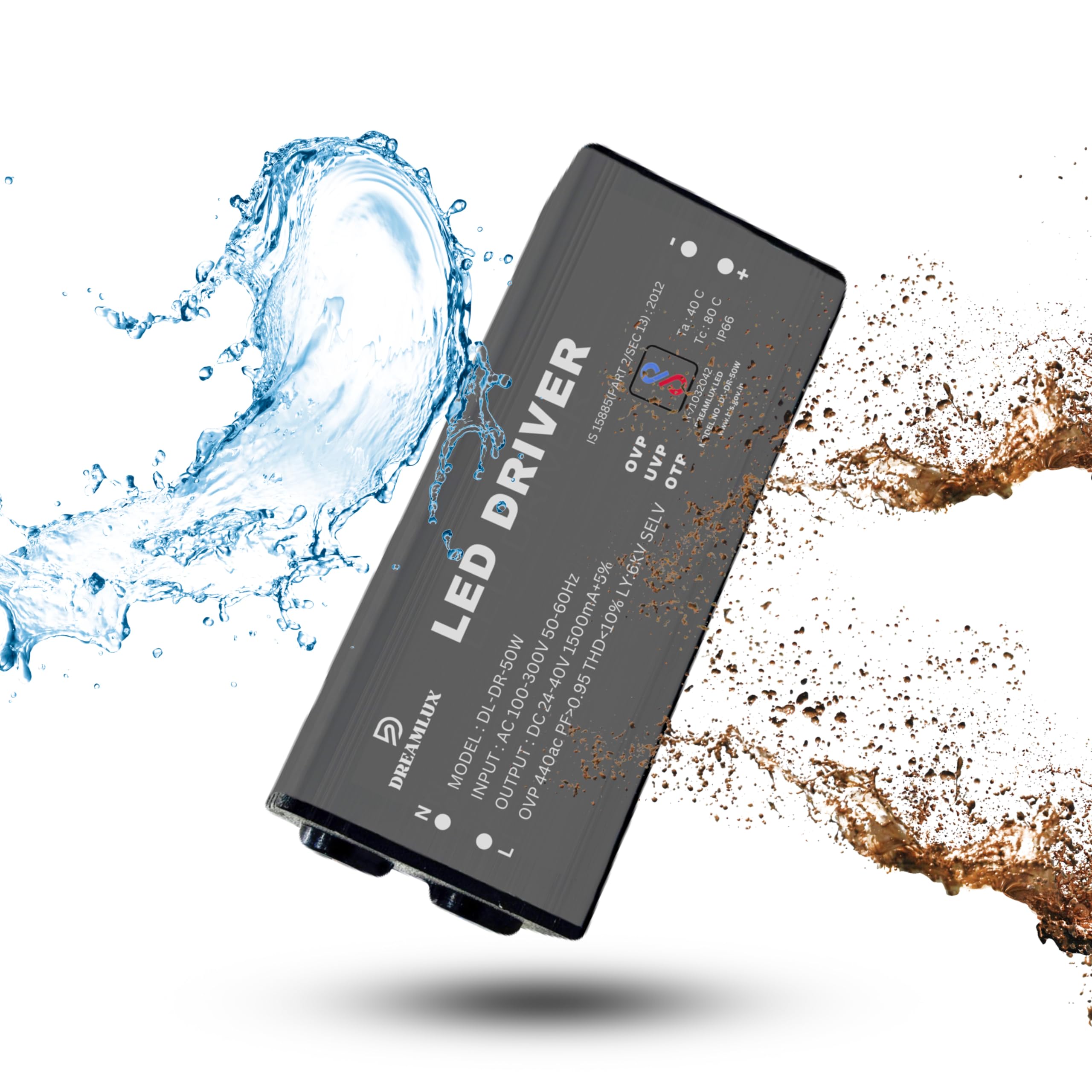 Dreamlux 50watt 1500mA IP66 Led Driver With 6Kv Surge,OVP,UVP,OTP Protection for Street/Flood Light Repairing | BIS Approved | IP66 Waterproof - (Color : Black, Pack of 01pc)-image-24