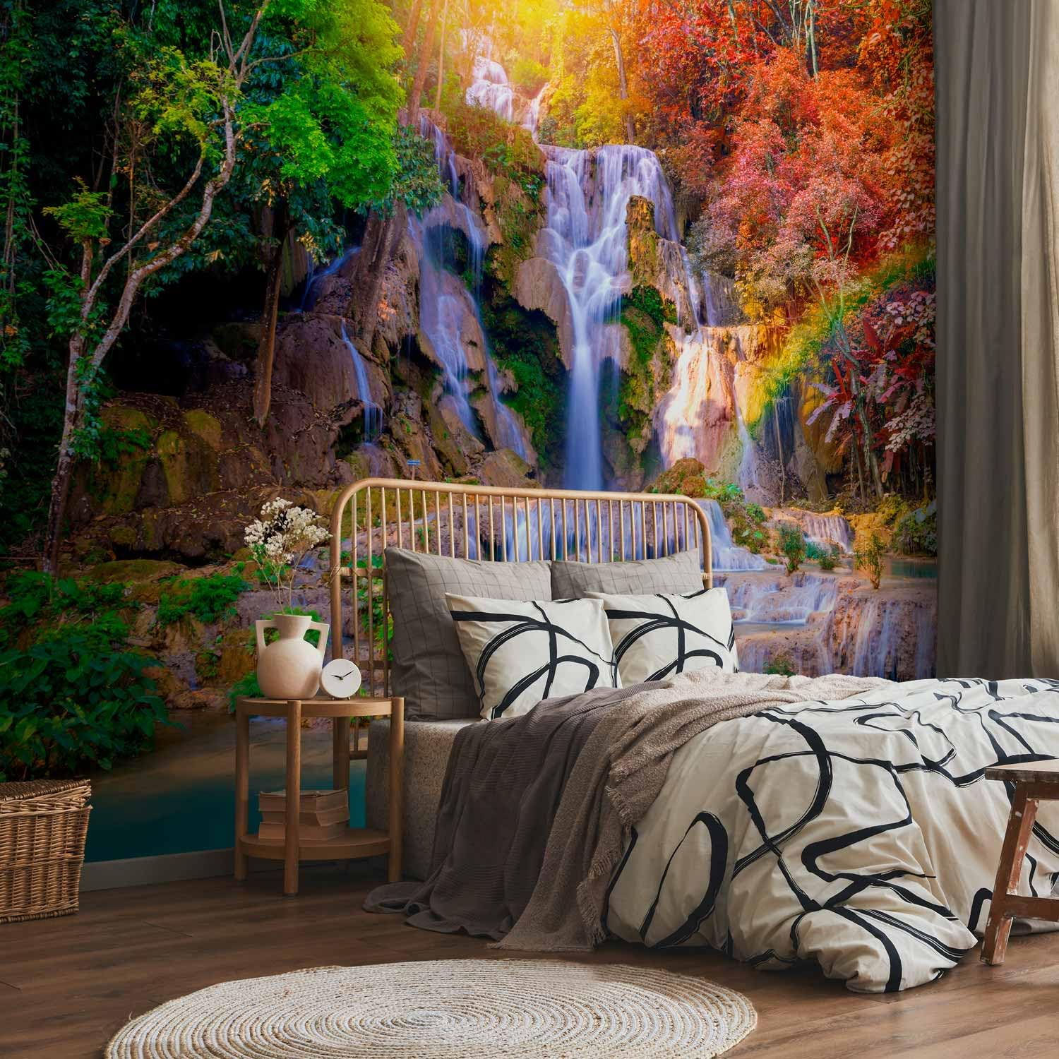 murando - Fototapete Premium-Vlies Wasserfall Tapeten, Schlafzimmer, modern | Premium-Vliesstoff, Full HD Druck, hochwertige Verarbeitung fürs Wohnzimmer, schnelle Montage, lichtbeständig, geruchsfrei