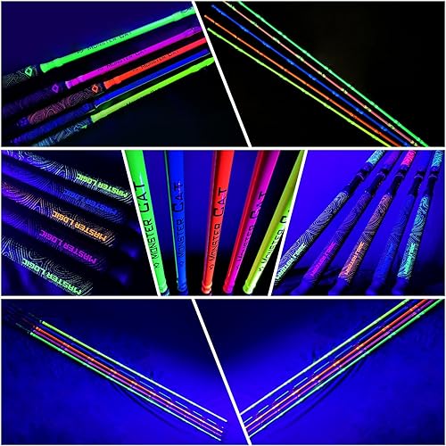 Miniatura 6 de Monster Caña de pesca para bagre, 1 pieza de 7 pies que brillan en la oscuridad, caña de pescar duradera de vidrio S y grafito de carbono para