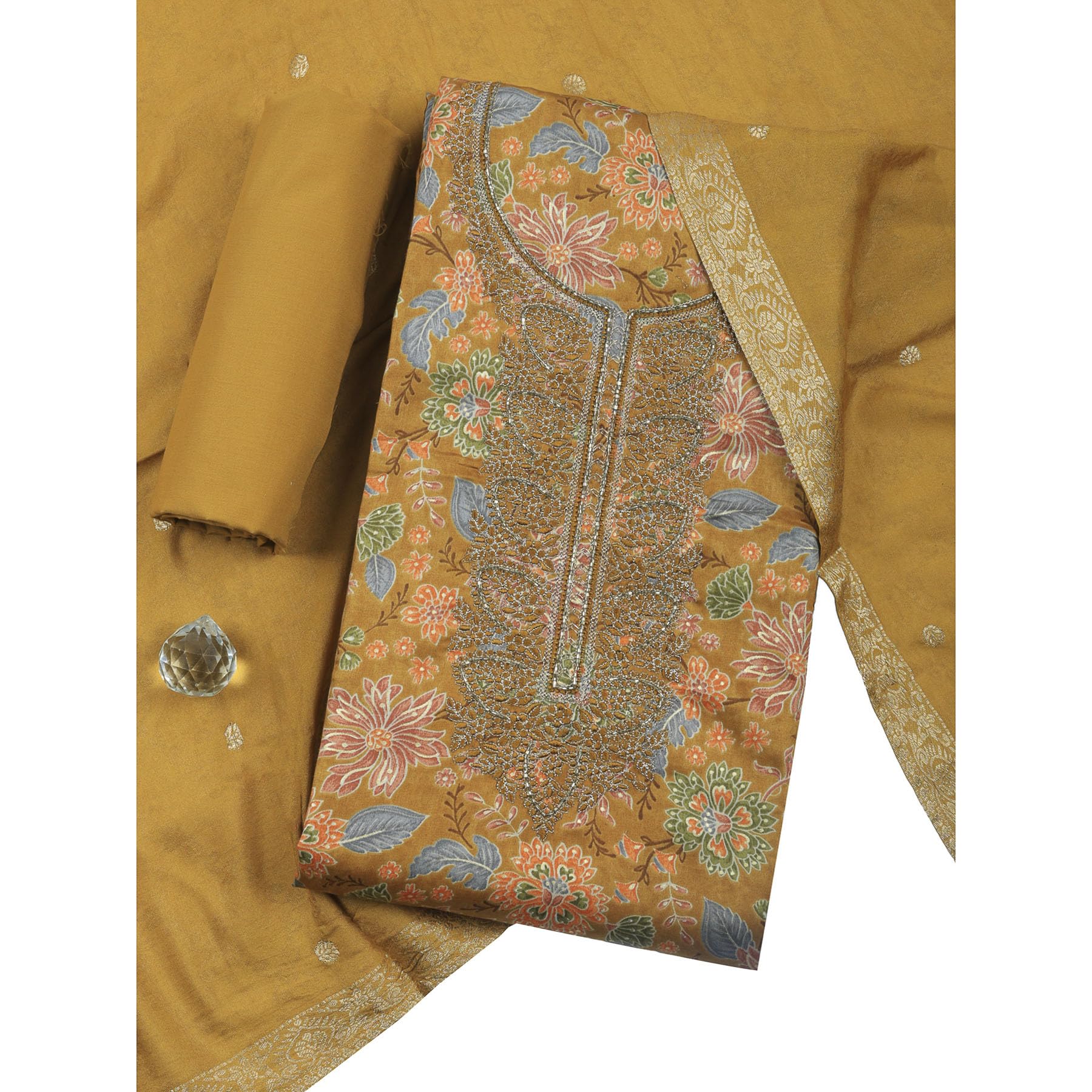 Cotton Suit Piece for Women | Soft Lightweight Cotton Suit Material | Elegant Unstitched Dress Material for Salwar Suit, Kurta.-image-45