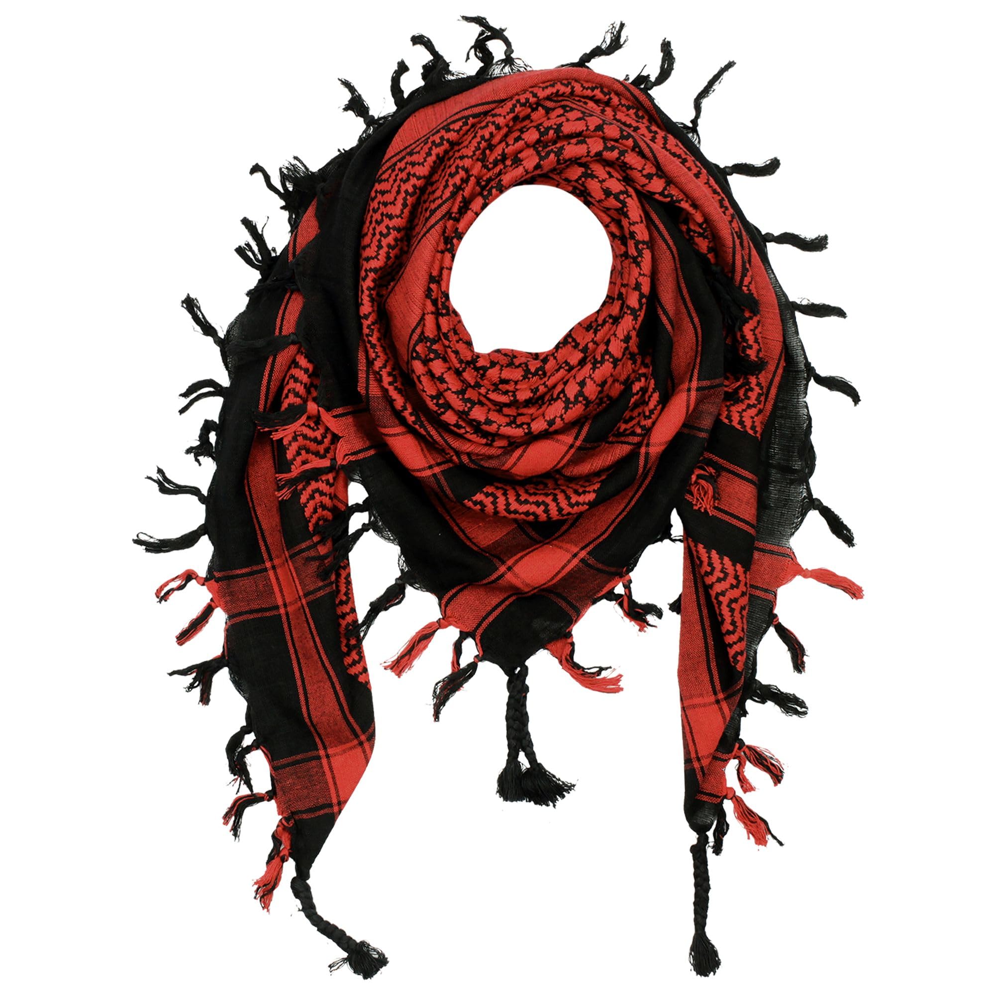 Freak Scene Kefiah Sciarpa Arafat 100x100 Cm – Cotone Morbido, Shemagh Palestinese Rosso E Bianco
