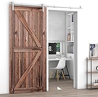 Vista 49 de TSMST Kit de herrajes para puerta corrediza de granero de 6 pies, riel de acero inoxidable de servicio pesado resistente con montaje superior