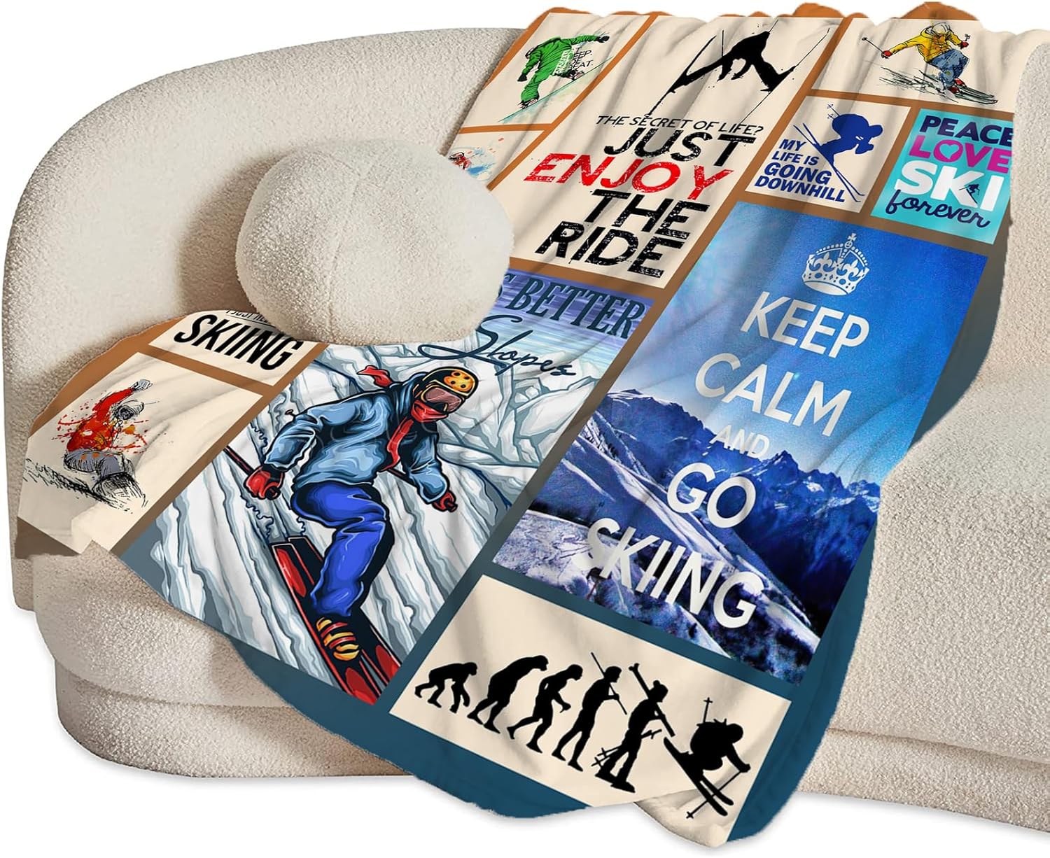 reoqeosy Skiing Blanket Ski Lovers Throw Blankets Cozy Plush Flannel Skiing Sports Blanket Gifts for Girls Boys Women Men 50"x40" - Image 3