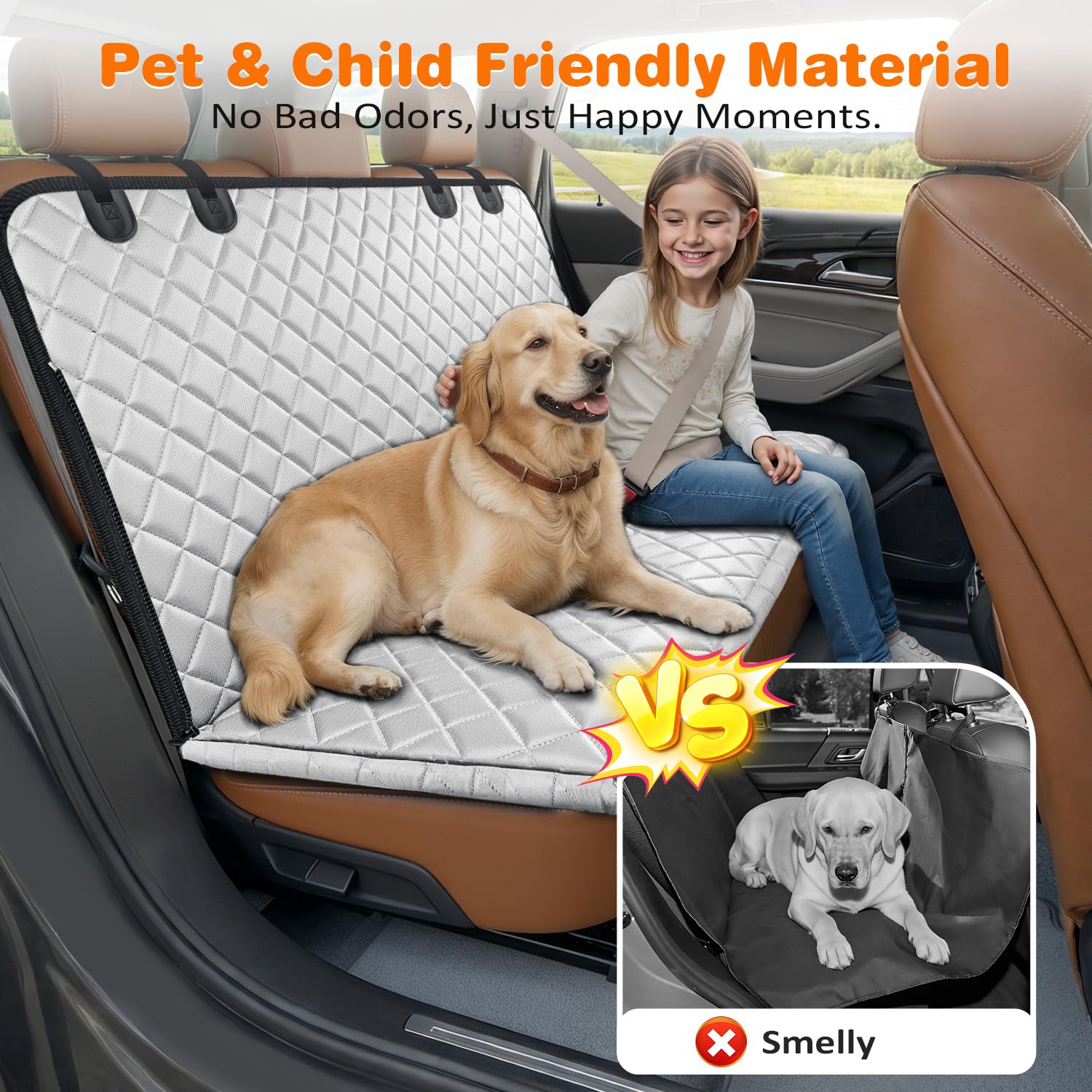 URPOWER Dog Car Seat Cover for Back Seat, Waterproof Hammock for Car & SUV view 7