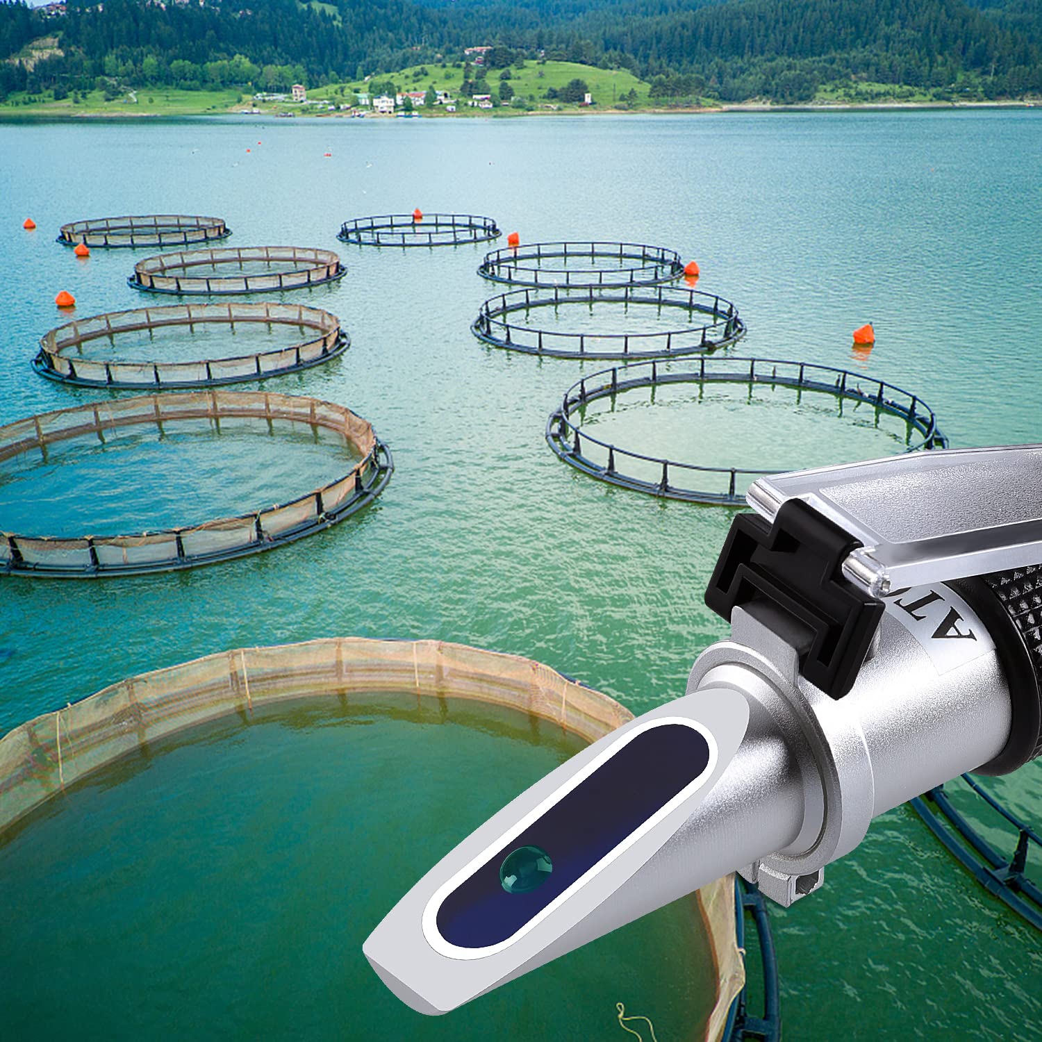 Refractómetro de Salinidad Probador de Salinidad para Acuario con ATC y Escala Dual 0-100 ‰ y 1.000-1.070 Probador de Agua Salada de Gravedad Específica para Pecera de Piscina de Agua de Mar