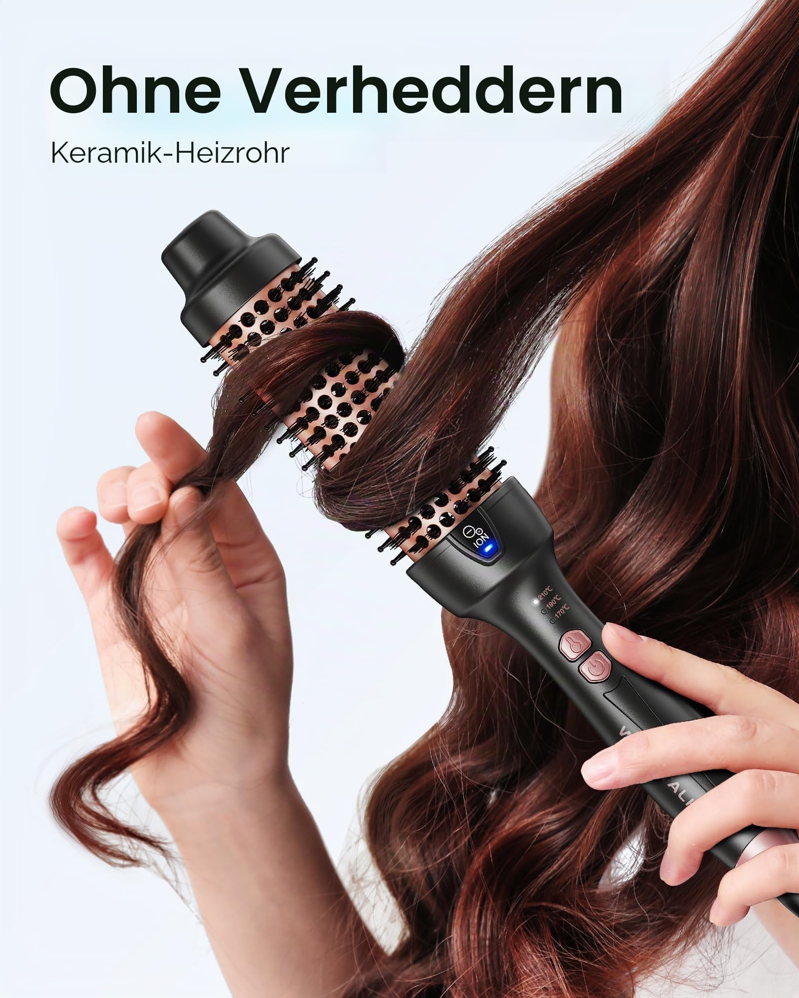 Wavytalk Thermobürste, 38 mm ionische Thermal Brush Lockenbürste mit Heizfunktion, ideal zur schonenden Erzeugung natürlicher Locken und Wellen