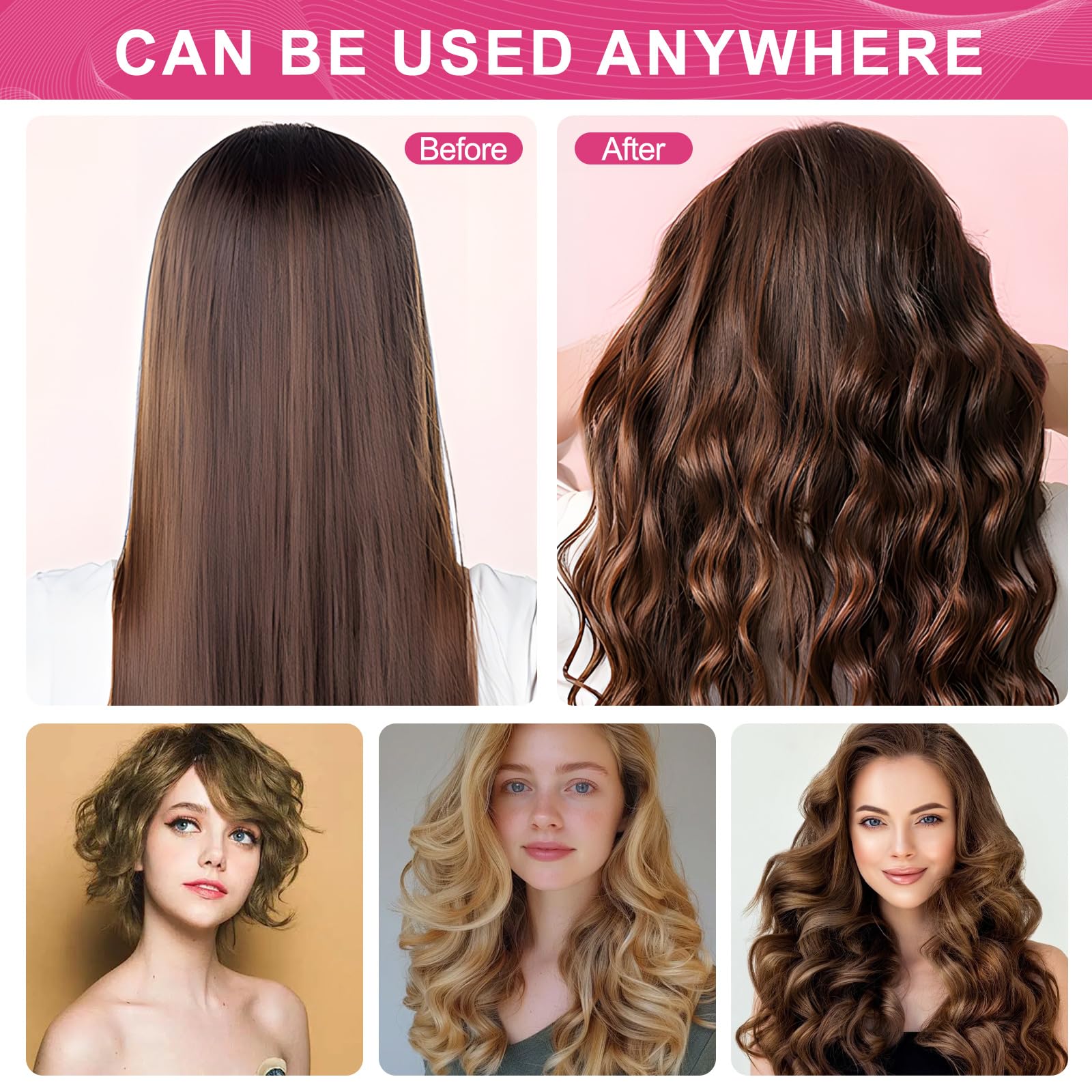 BESSEEK Rodillos para el cabello, paquete de 12 rizadores de peluquería de salón de belleza, peinado rizado para bricolaje, los colores pueden variar (mediano plus)