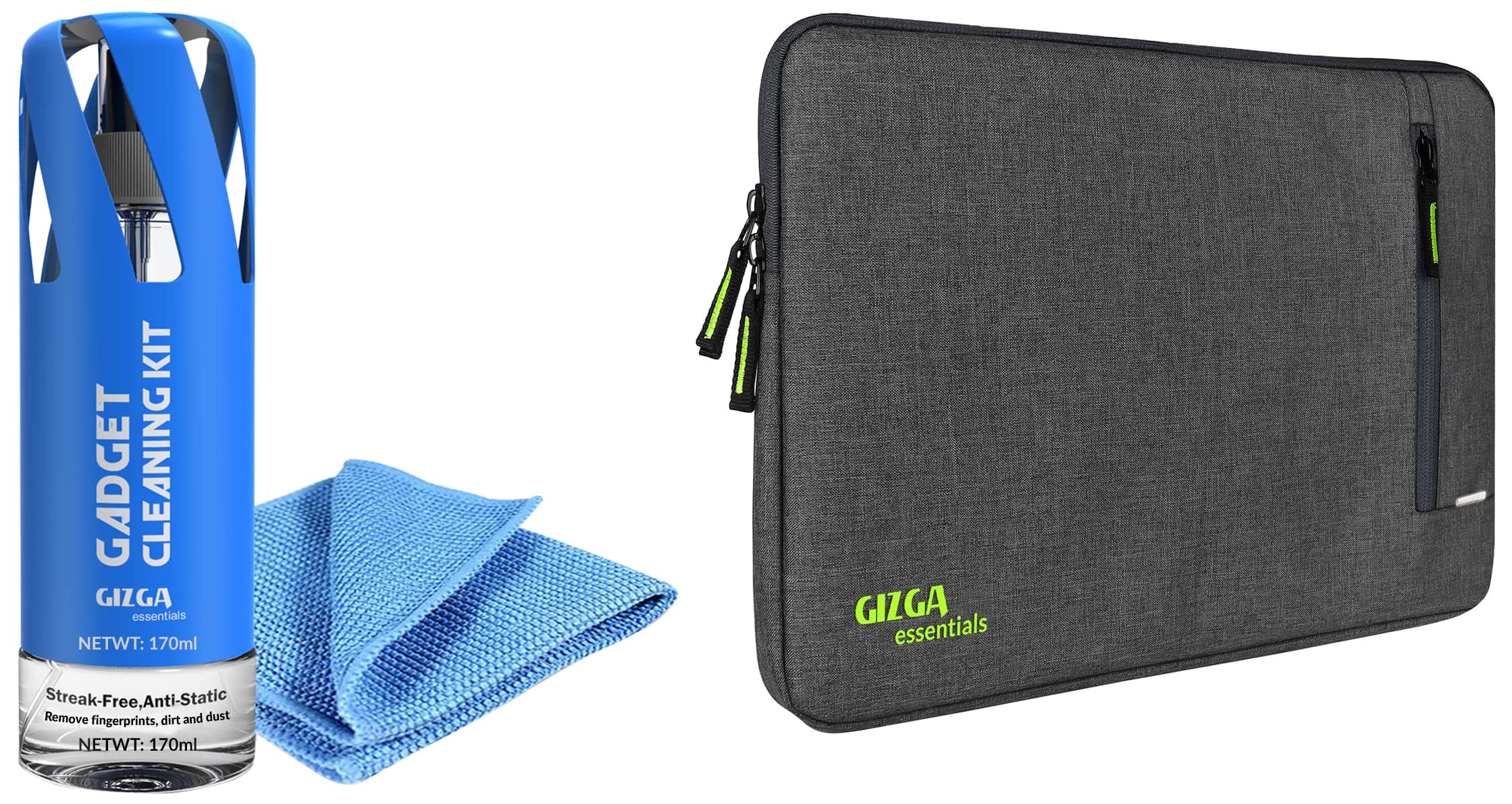 Gizga Essentials 2-in-1 Professional Cleaning Kit & Laptop Bag Sleeve Case Cover Pouch for 13.3 Inch Laptop/MacBook, Office/College Laptop Bag for Men & Women, Side Handle, Multiple Pockets