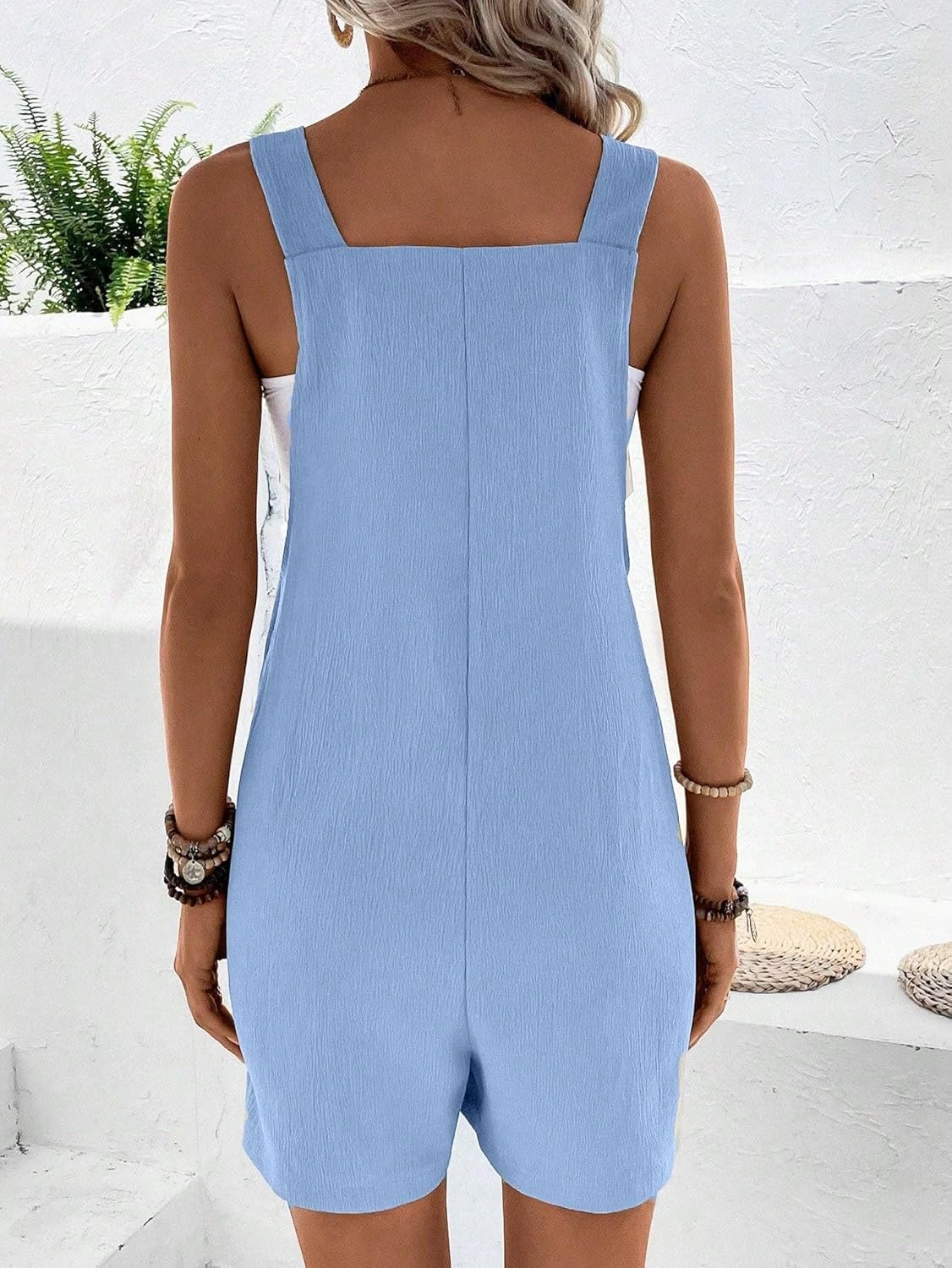 Rompers for Women Summer 2026 Solid Double Pocket Romper