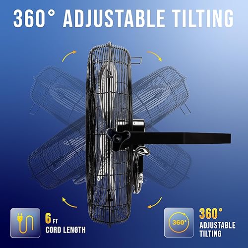 Miniatura 3 de Tornado - Ventilador de pared industrial de alta velocidad de 20 pulgadas - 4750 CFM - 3 velocidades - Cable de 6 pies - Uso industrial, comercial y