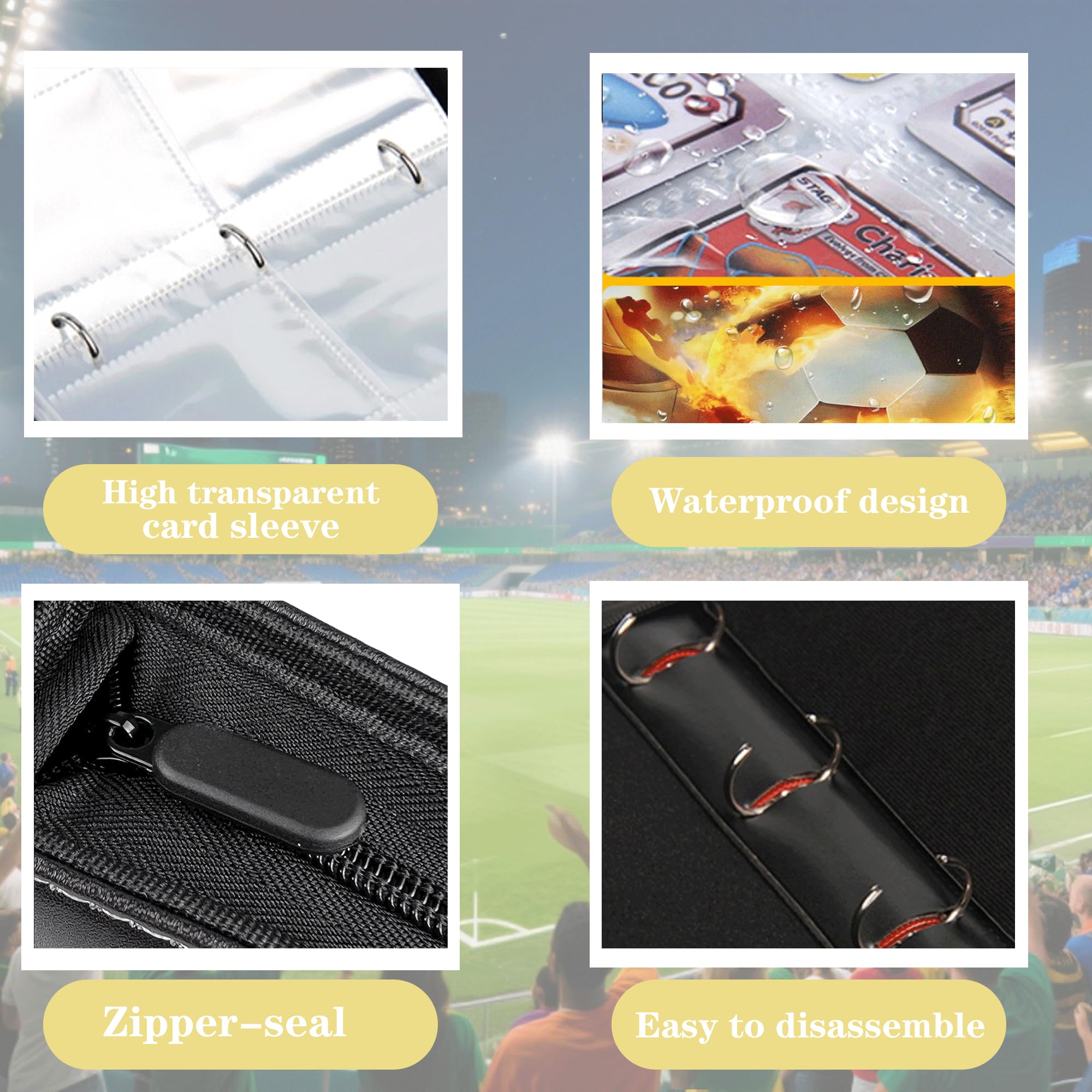 Album per Carte Calcio Collezionabili - 50 Pagine, 400 Carte Capacità - Premium Raccoglitore per Collezionisti - Porta Carte Professionale per Calciatori e Campionati