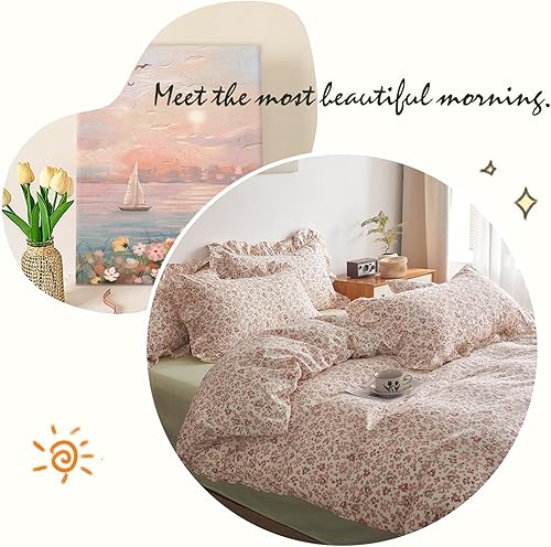 Vista 200 de Linda funda de edredón de fresa, tamaño individual XL, suave, 100% algodón, juego de ropa de cama de fresa rosa, ligero, funda de edredón para niños