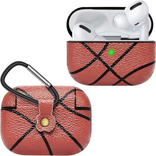 Miniatura 7 de NJJEX Funda para AirPods Pro, funda rígida de piel sintética con llavero, funda protectora portátil para auriculares, compatible con Apple AirPods