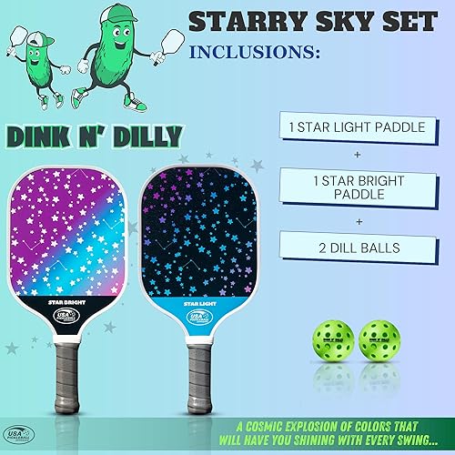 Miniatura 5 de Dink N' Dilly Pickleball Paddle USAPA Approved Lightweight with Cushion Grip, Ideal for All Skill Levels, Premium Quality Paddle and Balls for