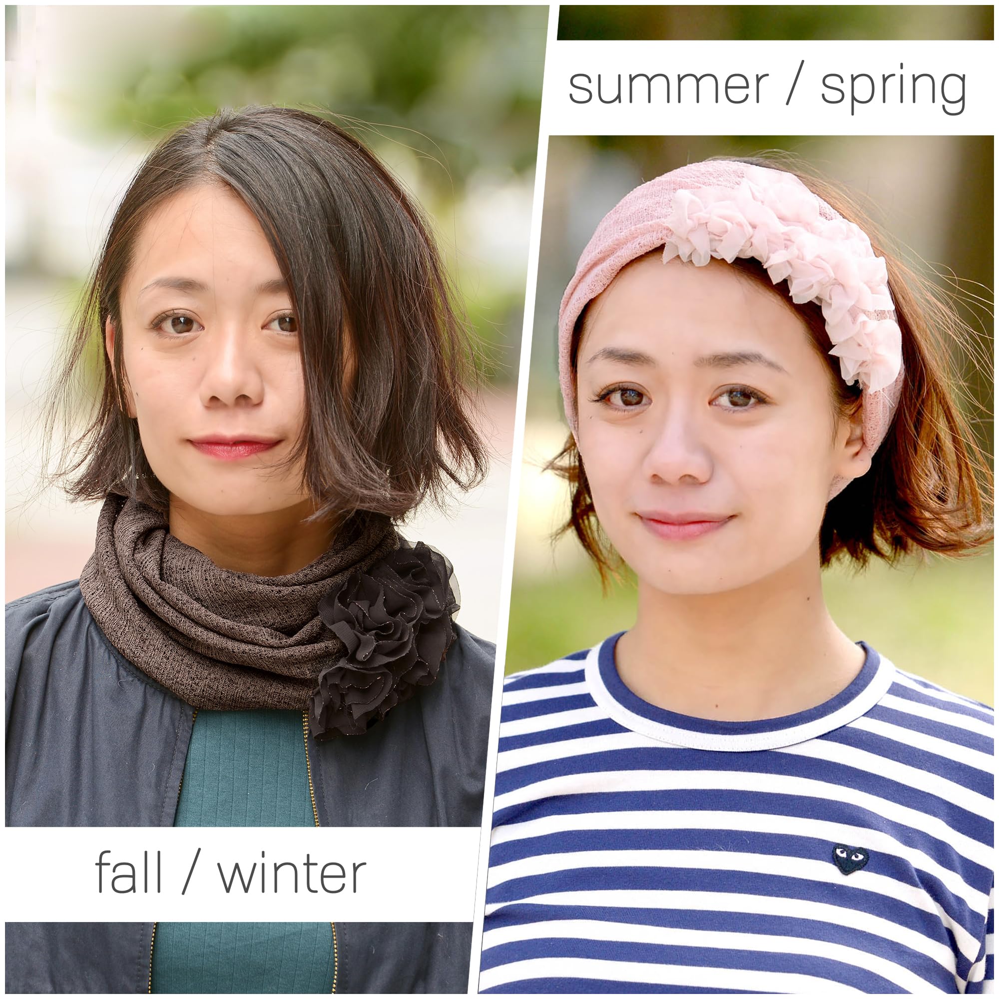 CHARM Damen 3 in 1 Multifunktionstuch - Beanie Mütze Stirnband Halstuch Loop Schal mit Blumenapplikation Sommer Winter