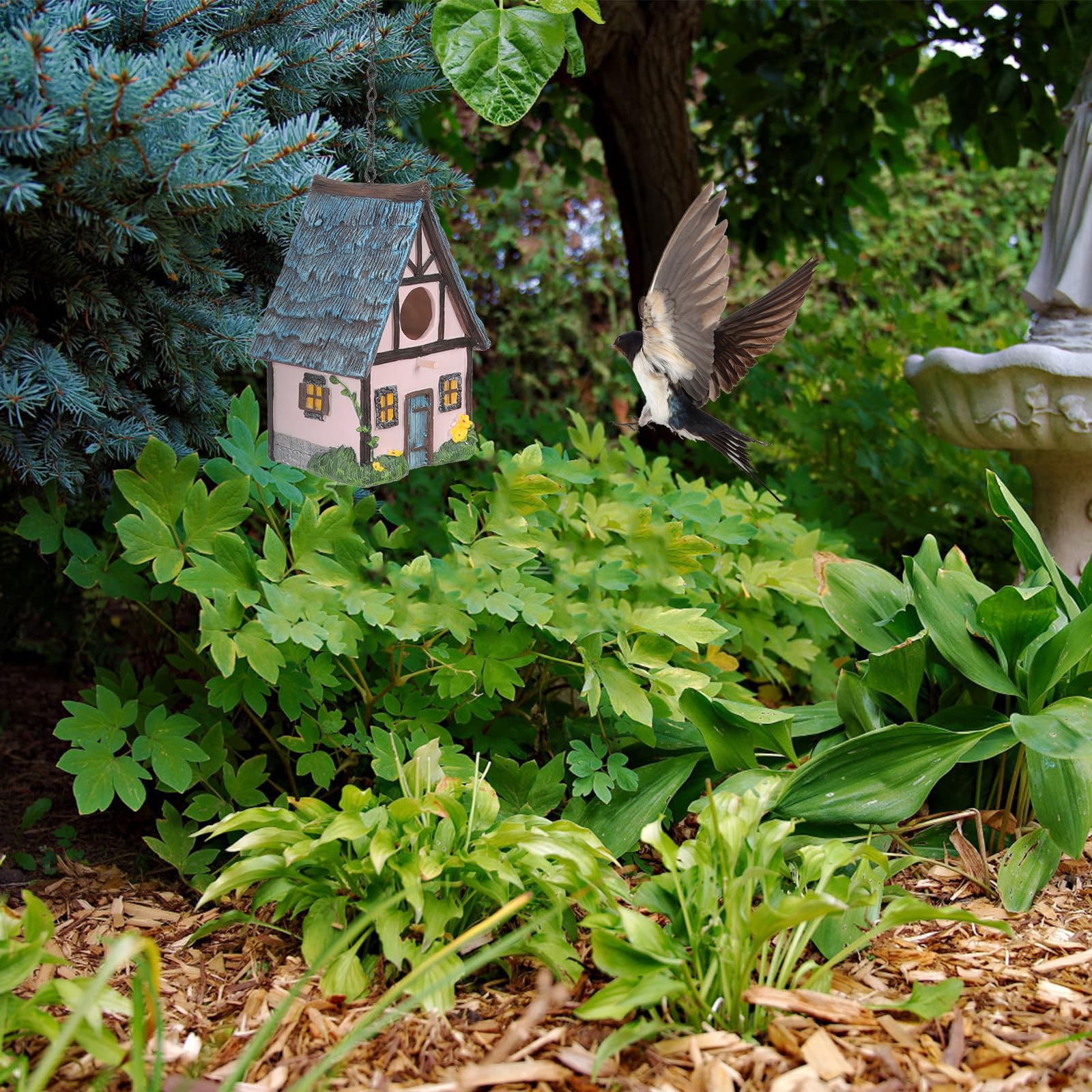 FOMIYES Kunstharz Vogelnistkasten Klein Wetterfestes Vogelhaus zum Aufhängen Gartendekoration für Außenbereich Sicherer Nistplatz für Gartenvögel