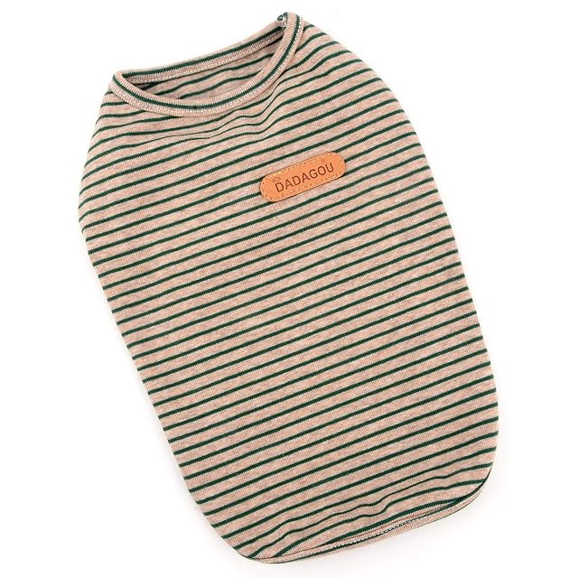 Foto 5 de 8 de PAIDEFUL Camiseta de algodón suave para perros pequeños británicos, a rayas, chaleco de gato