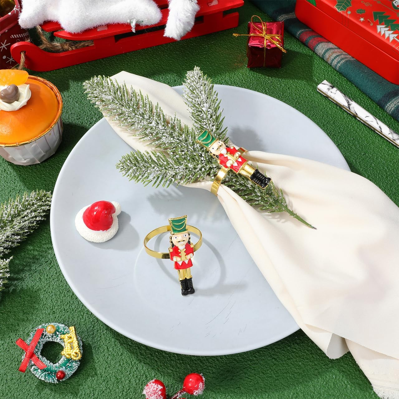 BESTonZON 2Pcs Nutcracker Shaped Napkin Rings Christmas Table Decor Napkin Holders for Holiday Party Wedding Dinner Accessories