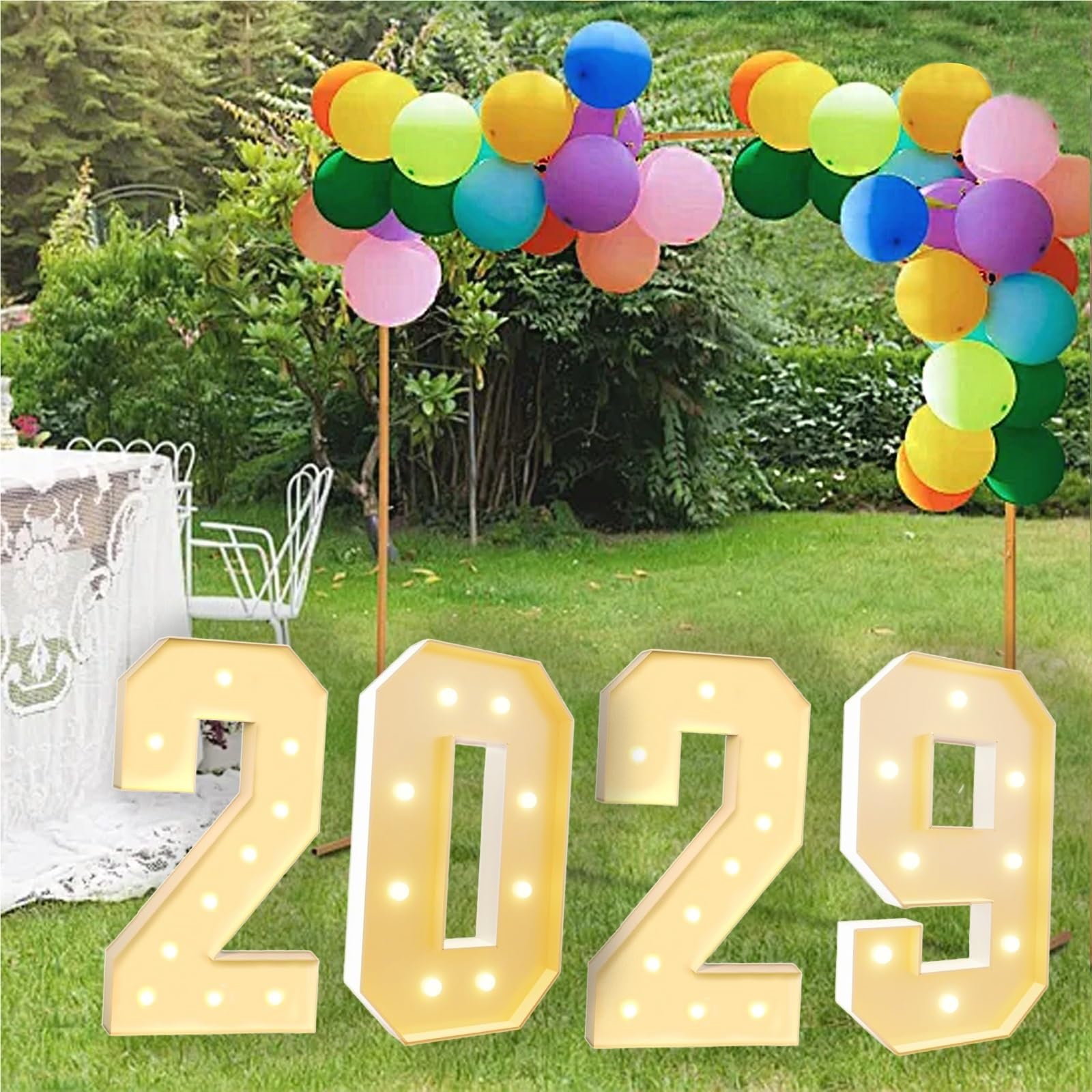 Letreros Luminosos con números 2026 de 1,2 m Letras Gigantes marquesina Kit Bricolaje for graduación y decoración Aniversario Año Nuevo(2029,70cm/2.3FT)