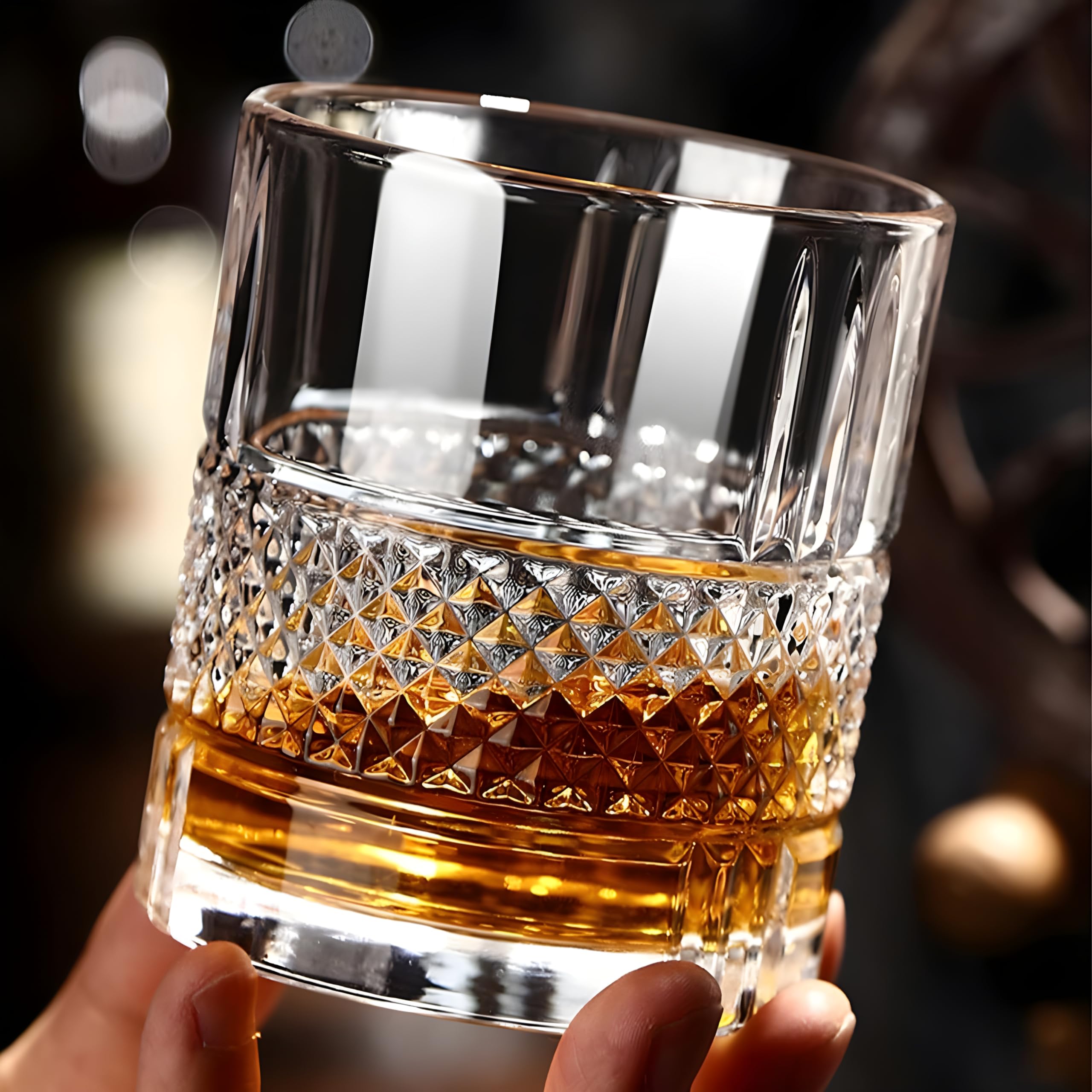 Lenzrite Luxury Crystal Premium Whisky Glass, 300 ml | Set of 1 | Handcrafted Design & Heavy Base | Lead-Free for Scotch, Bourbon, Cocktails & Water | Elegant, Durable & Dishwasher Safe