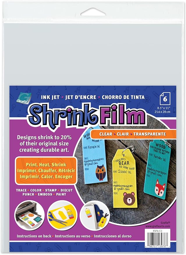 Grafix Ink-Jet Printable Clear Transparent Shrink Film - 8.5"x11" Print ...