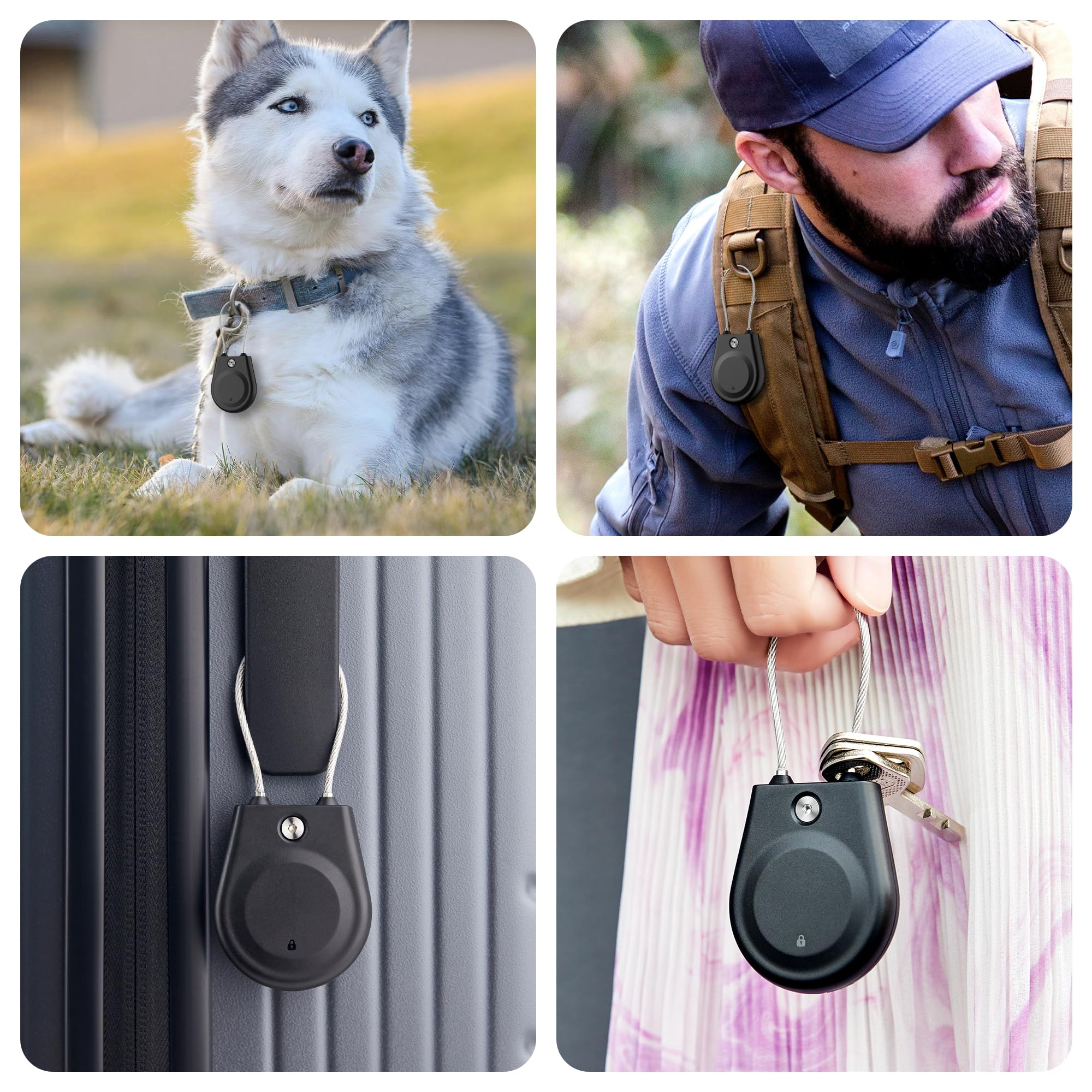 Pack 4 Supports AirTag étanches Avec Câble Acier – Antivol Pour Sac, Vélo, Valise