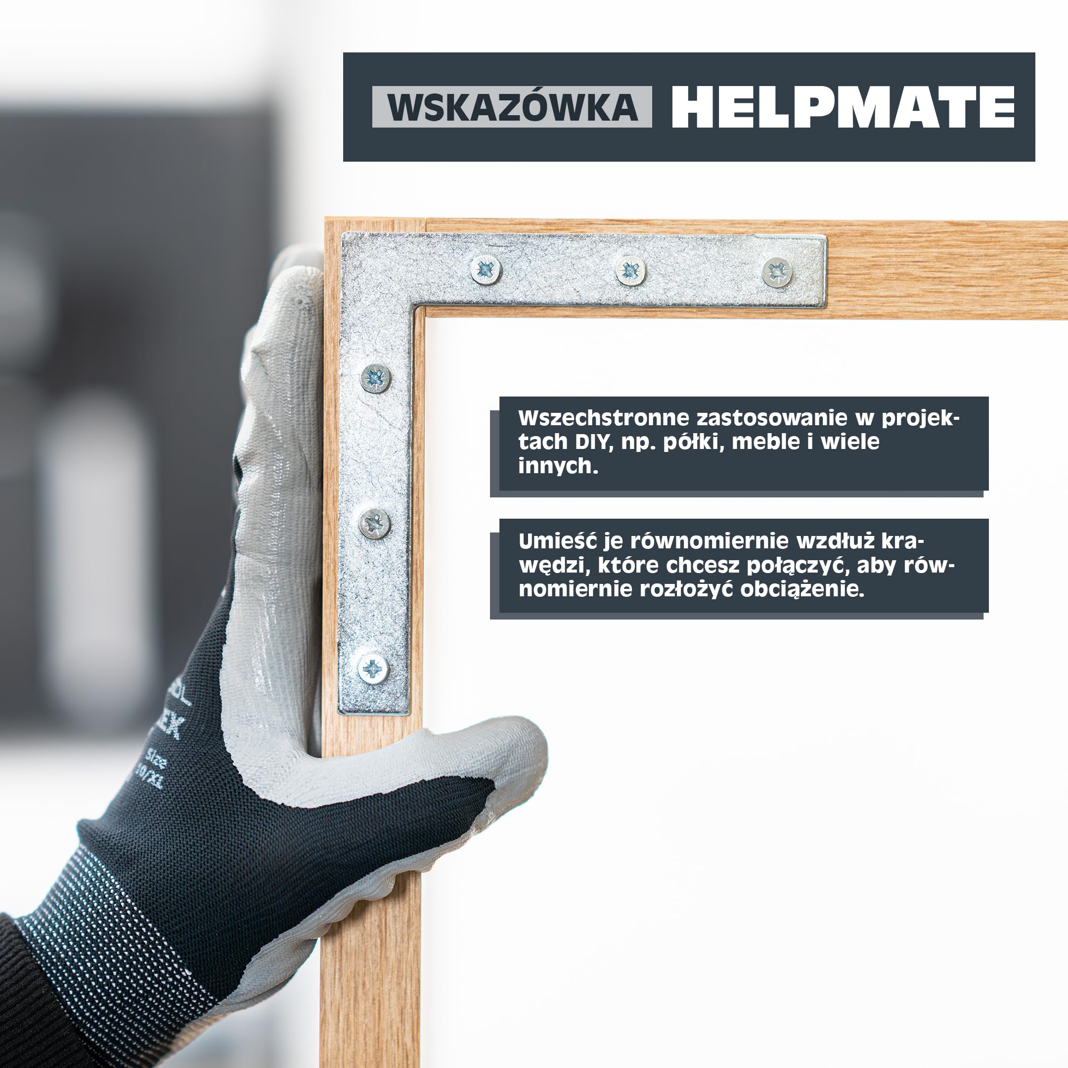 HELPMATE – 24 sztuki płaskich kątowników 100 x 100 x 15 mm – łączniki do drewna ocynkowane galwanicznie pasywowane na niebiesko – kątownik narożny z doskonałą ochroną przed korozją, stabilne i trwałe