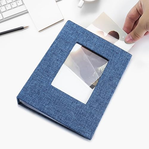 Miniatura 32 de Vienrose Álbum de fotos pequeño de 4 x 6 pulgadas, paquete de 2 mini libros de fotos con cubierta de lino, 26 páginas con capacidad para 52 Negro