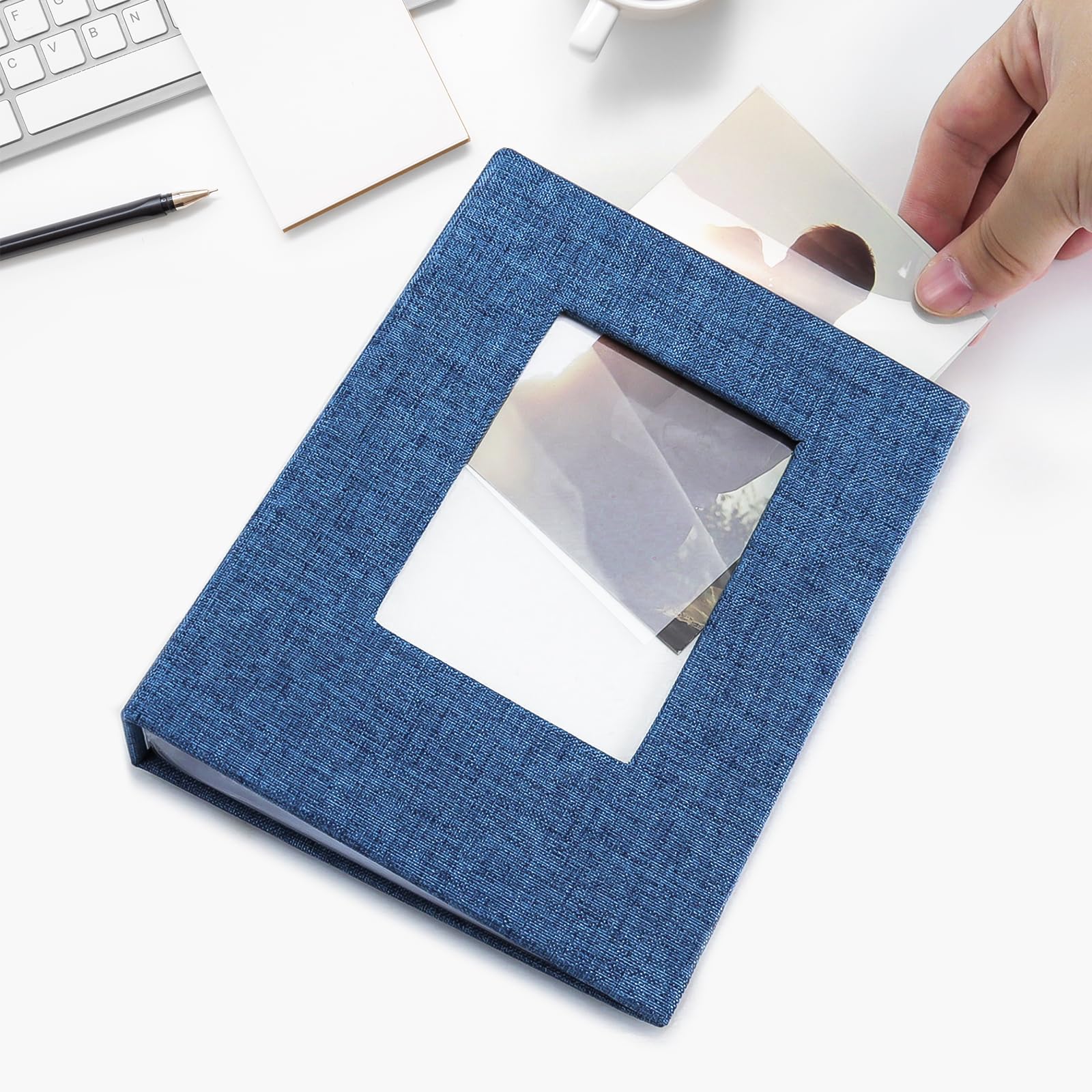 Vienrose Piccole Album Foto 10x15 cm, 2 Confezione Copertina di Lino Mini Album Fotografico, 50 Tasche Tenere 100 Immagini, per Opere d'arte o Cartoline Storage Blu