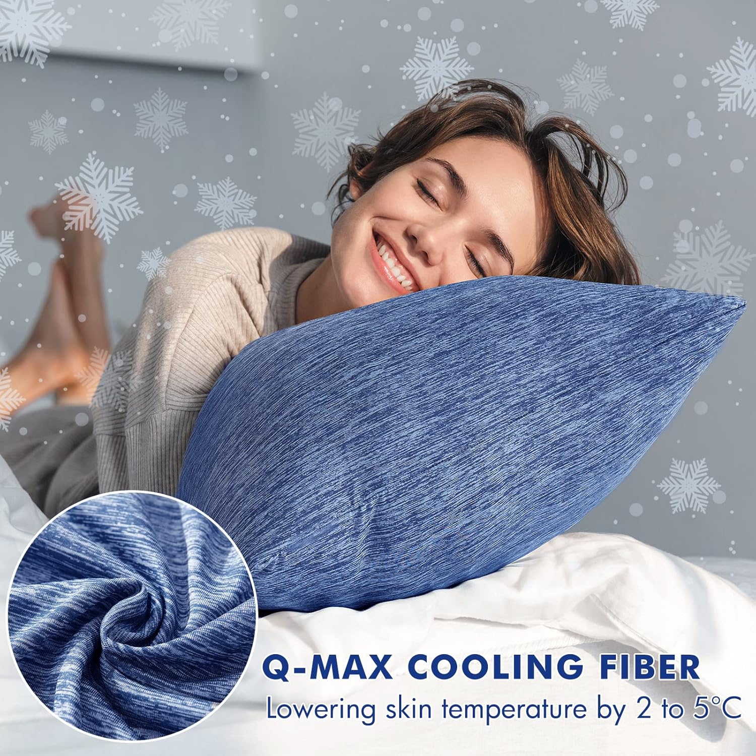 MIULEE Body Pillow for Adults Long Body Pillow for Side Sleeper Memory Foam Cooling Bed Full for Back/Stomach/Side Sleeping 20x54 Inch Blue 20x54 Inch (Pack of 1) Blue