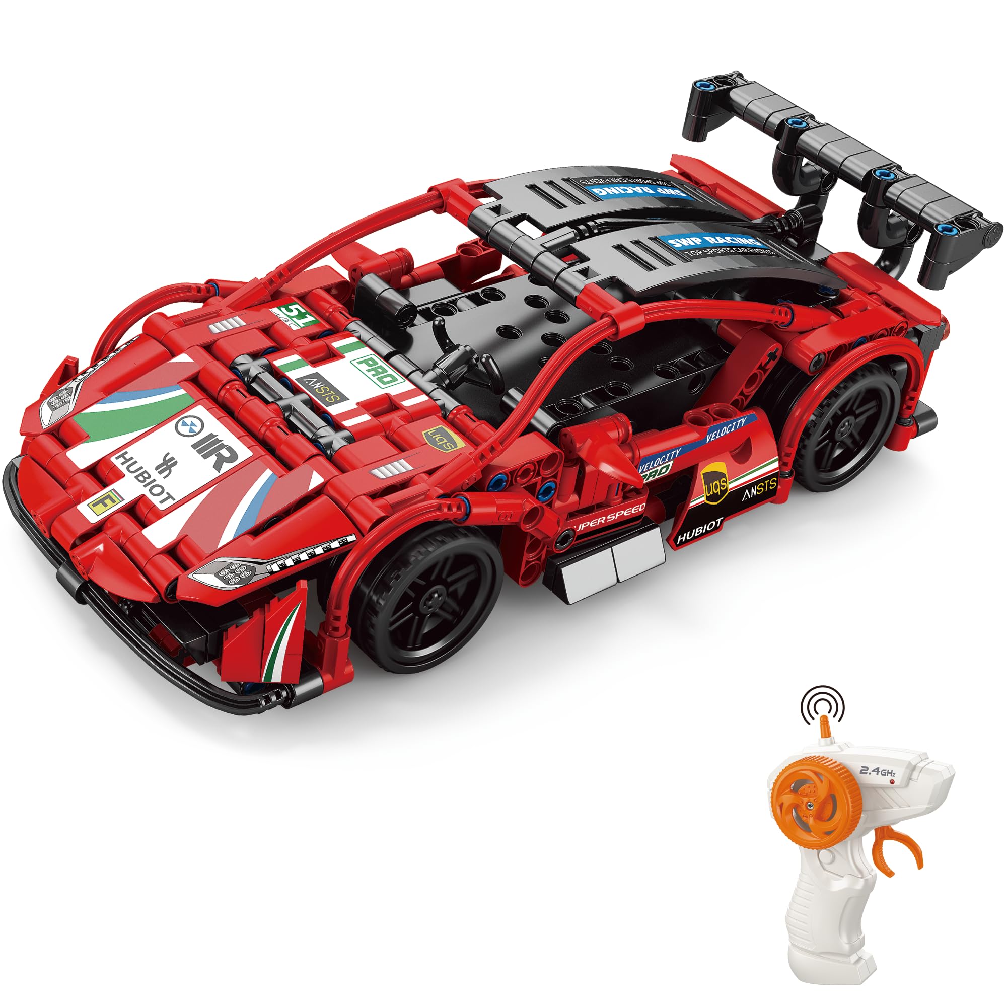 belodoro Building Blocks RC Super Car with LED Lights, Remote Control 1:16 Speed Car, Toys Vehicle, Construction Toys, Gift for Boys and Girls Over 6 Years Old, Present for Kids Age 6+, 70019D