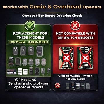 2 Replacement for Genie Overhead Garage Door Opener Remote G3T-R