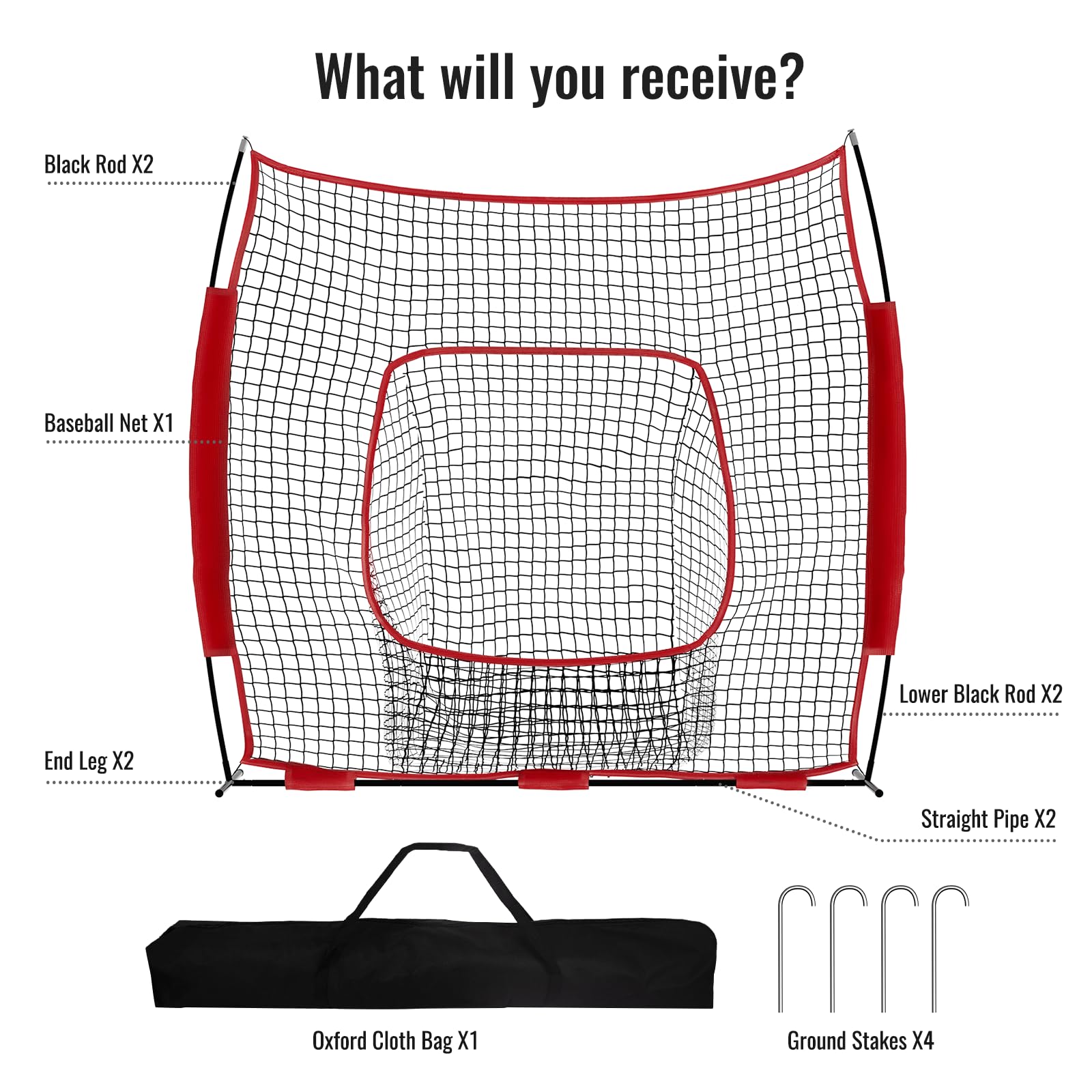 Filet de Frappe d'entraînement pour Baseball et Softball avec Zone de Frappe, Tee, Portable