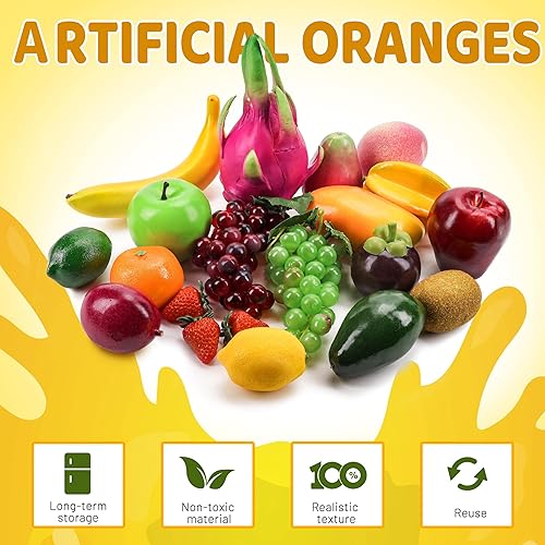 Miniatura 3 de Toopify Paquete de 20 frutas artificiales, frutas falsas para decoración del hogar, juego de frutas de simulación, decoración de fiesta de Navidad