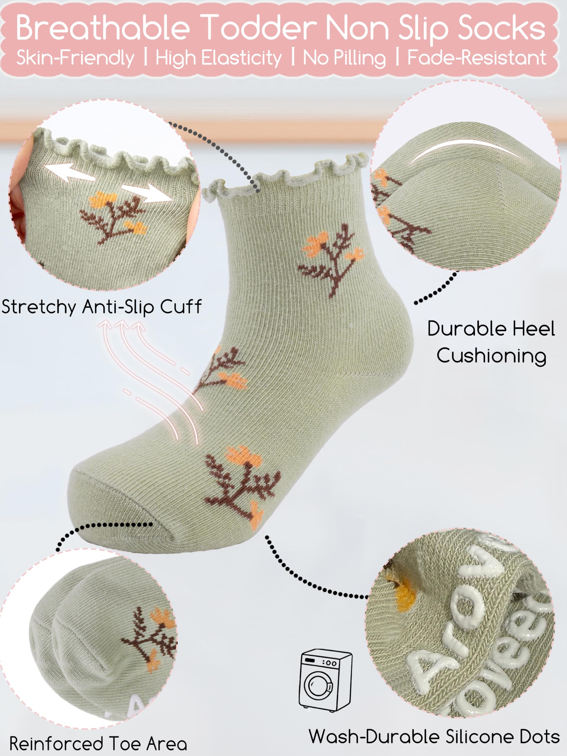 Aroveea Calcetines Para Bebés Sin Resbalón En El Tobillo- Paquete De 12 Para Niños Y Niñas Pequeños, Bebés - Bonitos Calcetines De Algodón