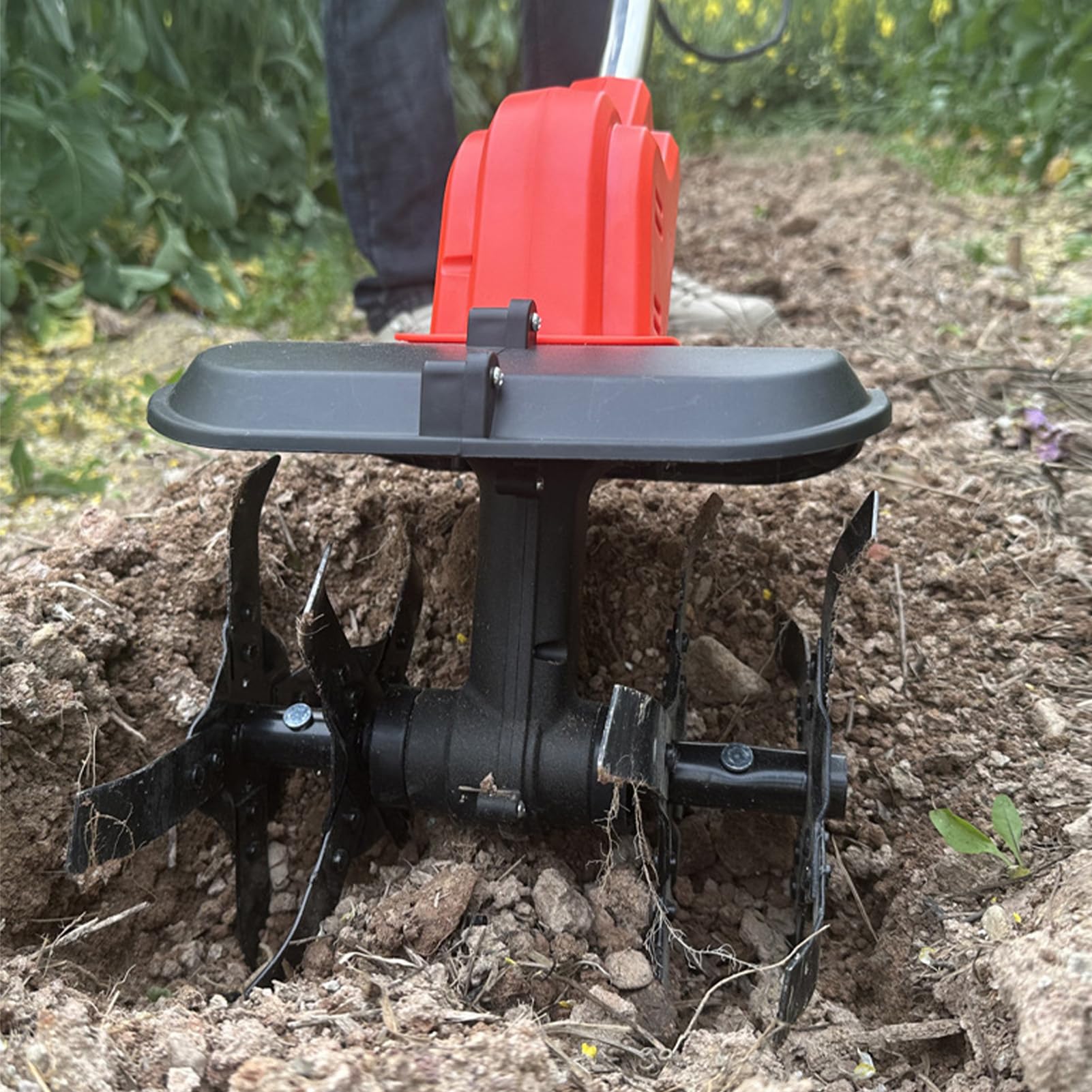 Generic 21 V akumulatorowa glebogryzarka ogrodowa, elektryczna glebogryzarka z wyświetlaczem cyfrowym, 4 ustawienia prędkości, głębokość 24 cm i szerokość 30 cm
