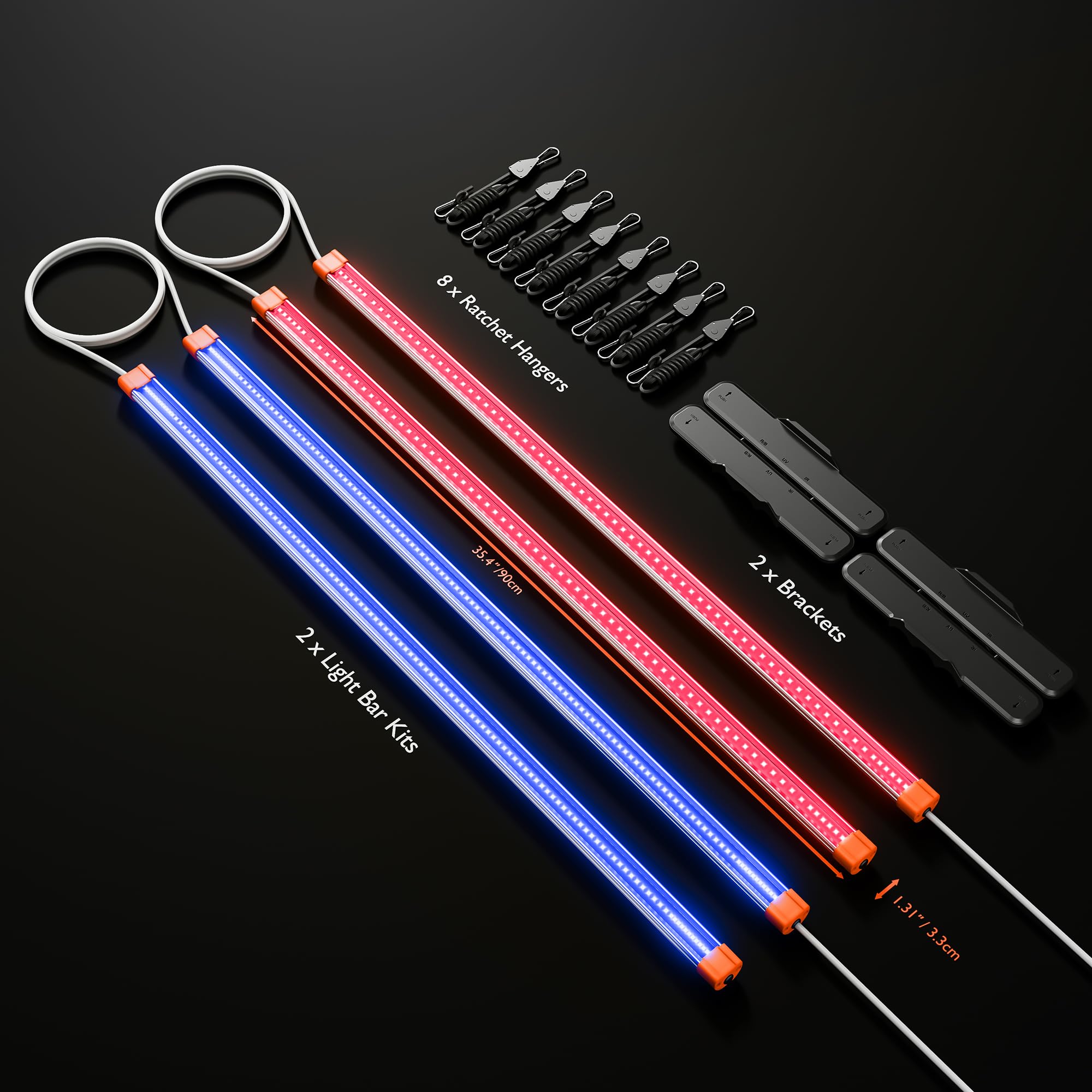 Spider Farmer SUPP-UV60 & IR30 - Set di barre luminose a LED, 89,9 cm (4 bar) | 365-370nm UV & 730-745nm IR Luce supplementare per piante da interno, tende coltivate