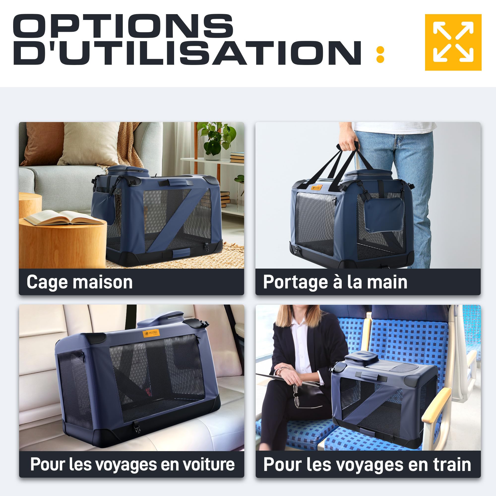 PetProved Caisse de Voyage pour Chien - Cage de Transport Pliable pour Chiens de Petite Taille