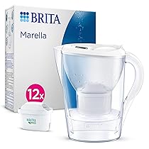 BRITA Caraffa filtrante acqua Marella (2.4L) incl. 12 x BRITA filtri MAXTRA PRO All-in-1 che riduce cloro, calcare, PFAS e metalli – Eleganza e funzionalità