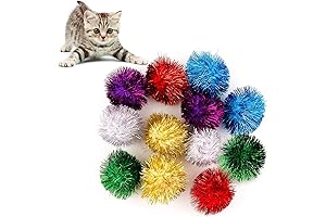 Framendino Glitter Tinsel Pom Poms, Pack of 12