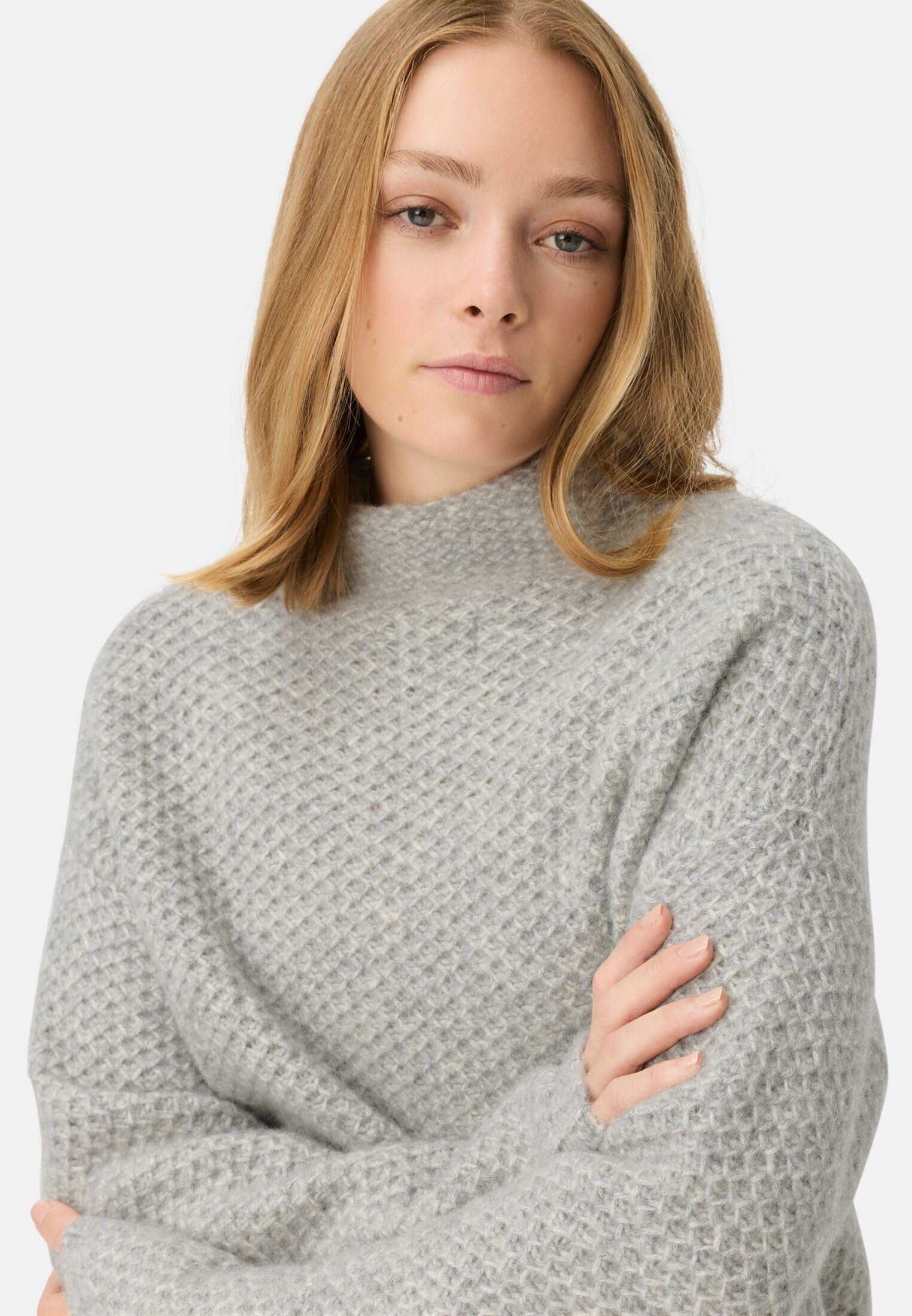 camel active Damen Strickpullover mit Stehkragen